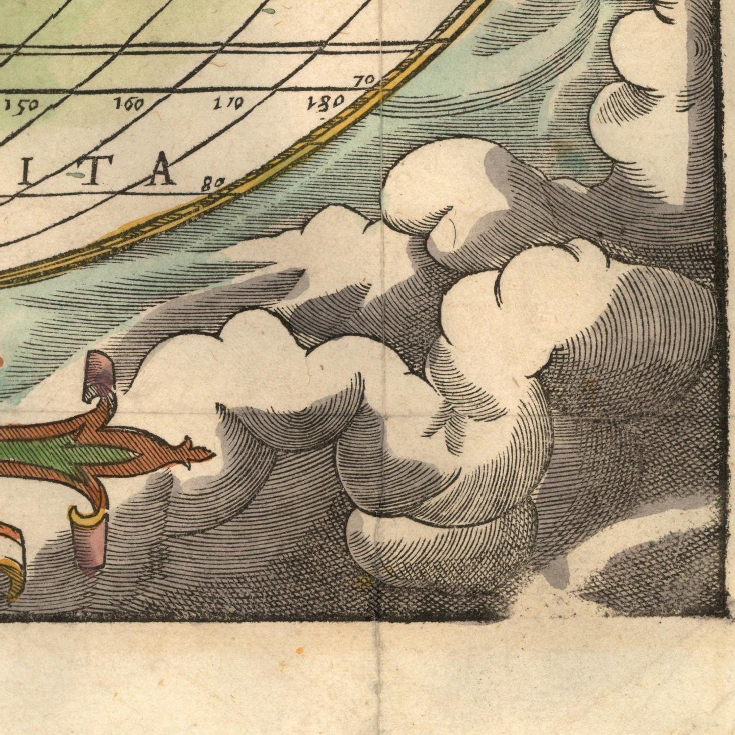 detail of the map from the bottom right corner