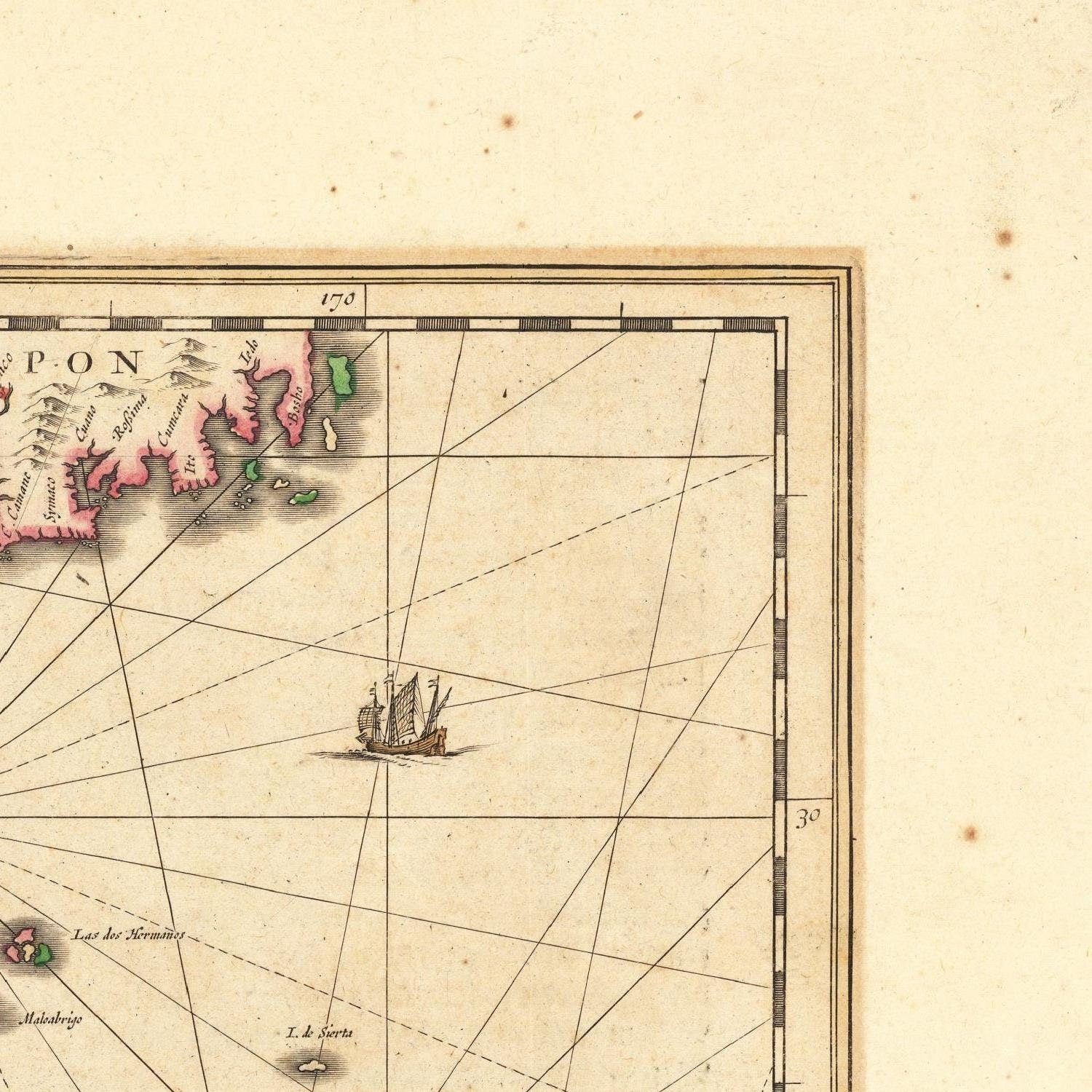 detail of the map from the top right corner