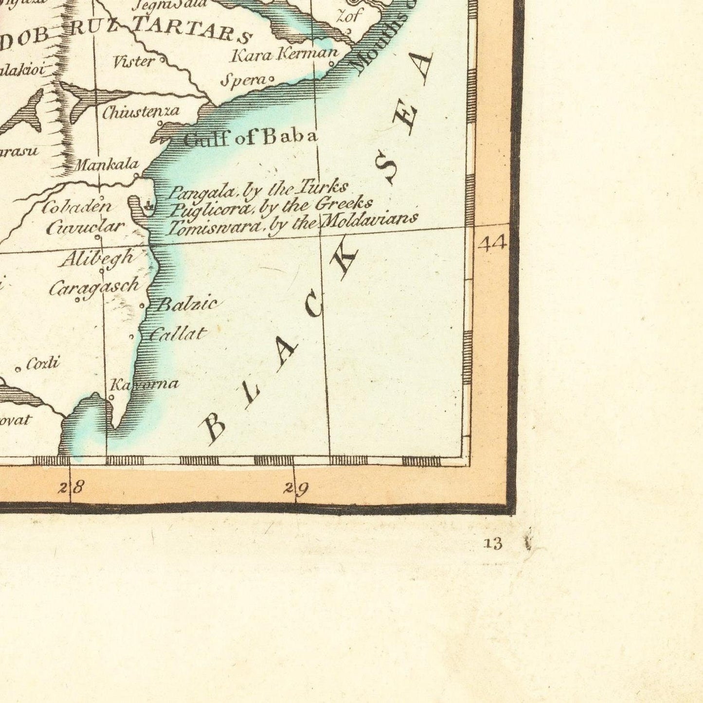 detail of the map from the bottom right corner