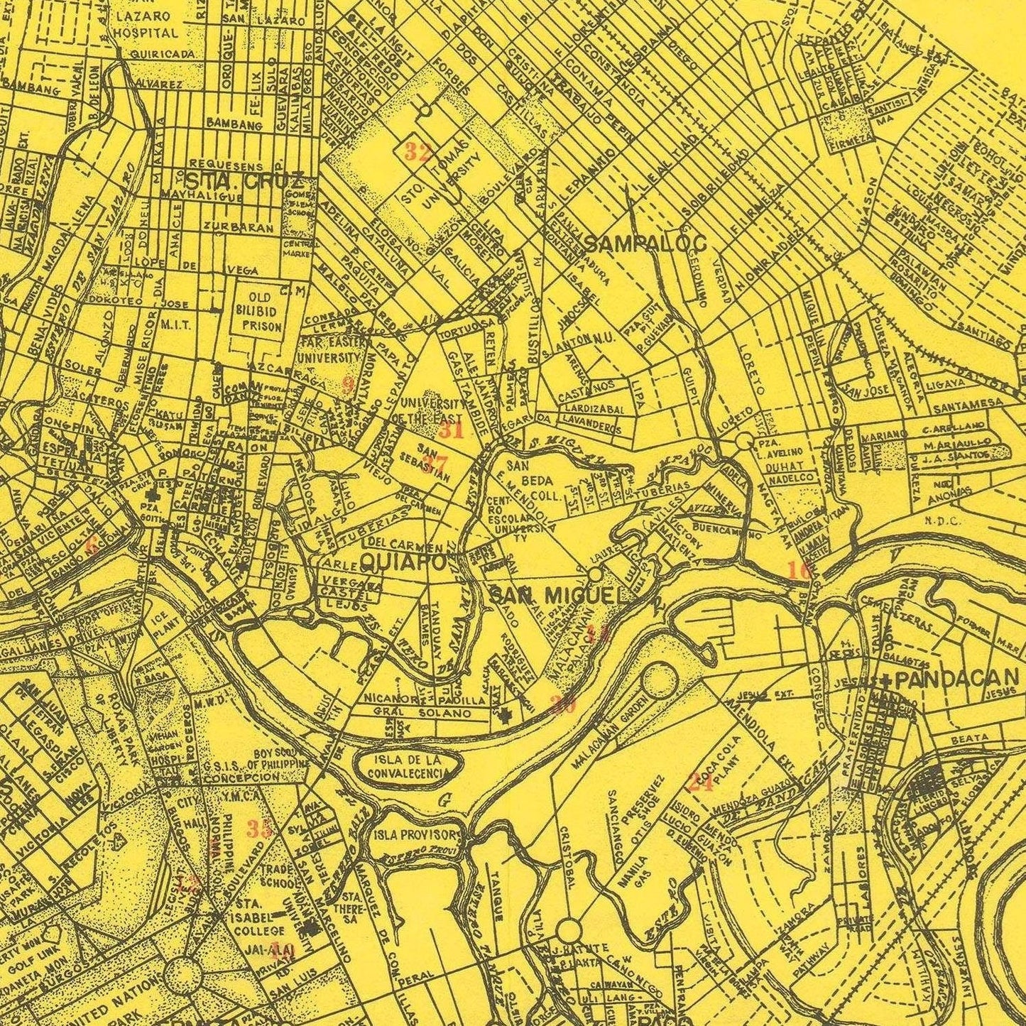 detail of the map from the centre 