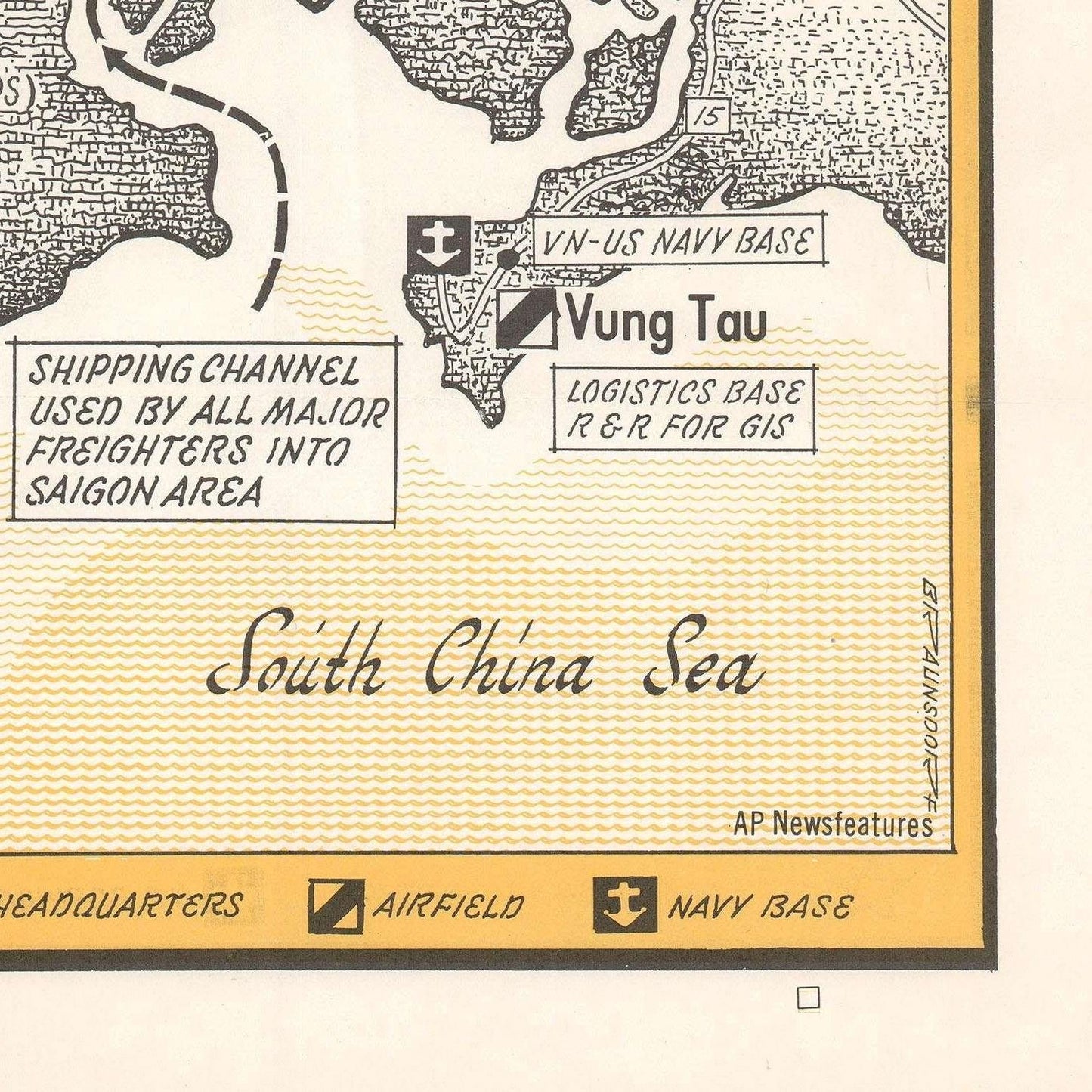 detail of the map from the bottom right corner