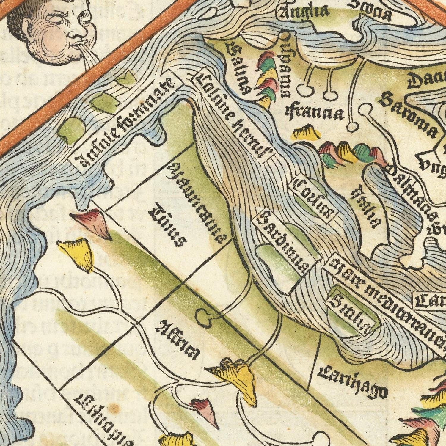 detail of the map from the centre left