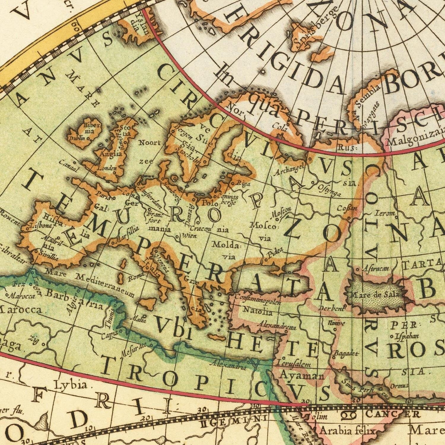 detail of the map from the centre left