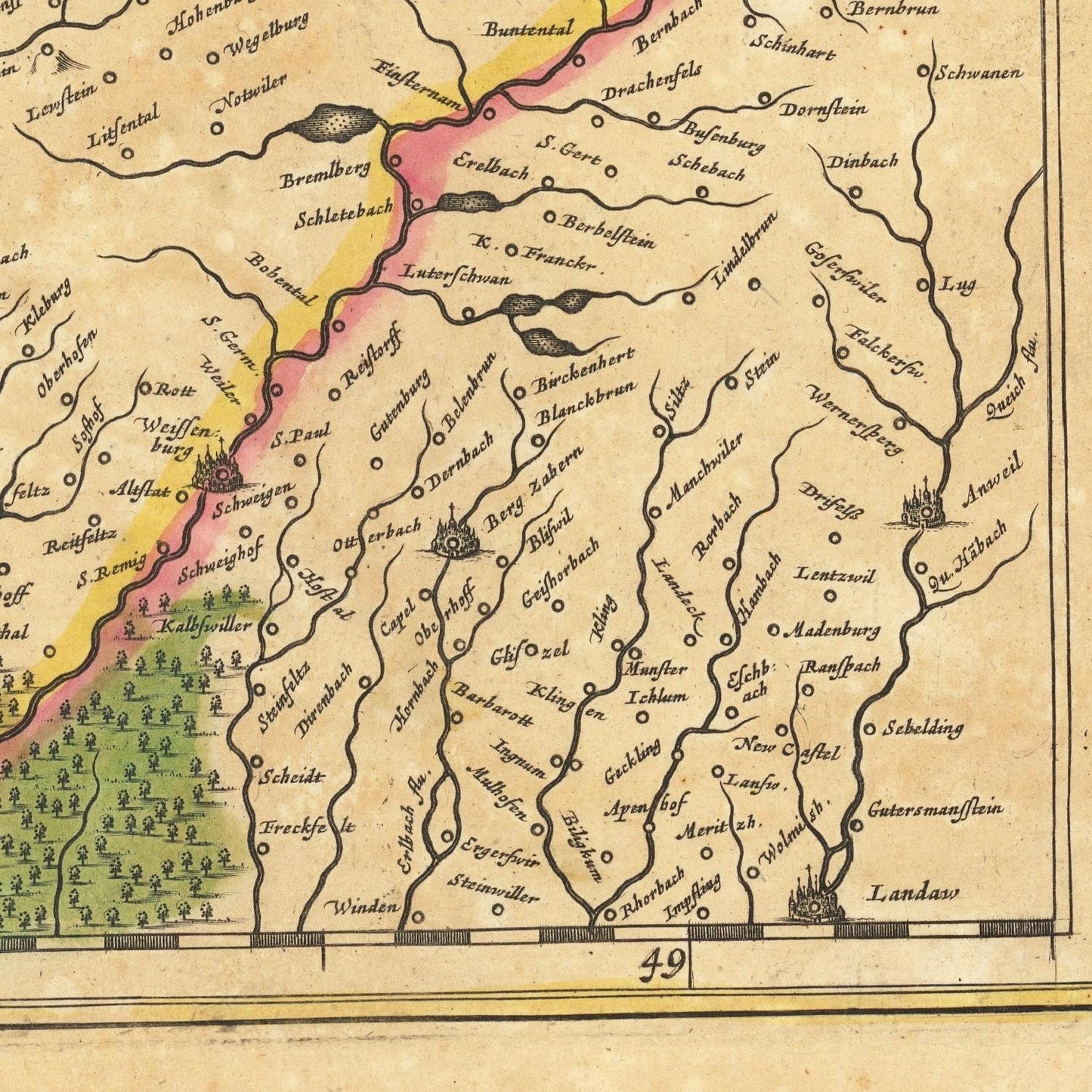 detail of the map from the bottom right corner