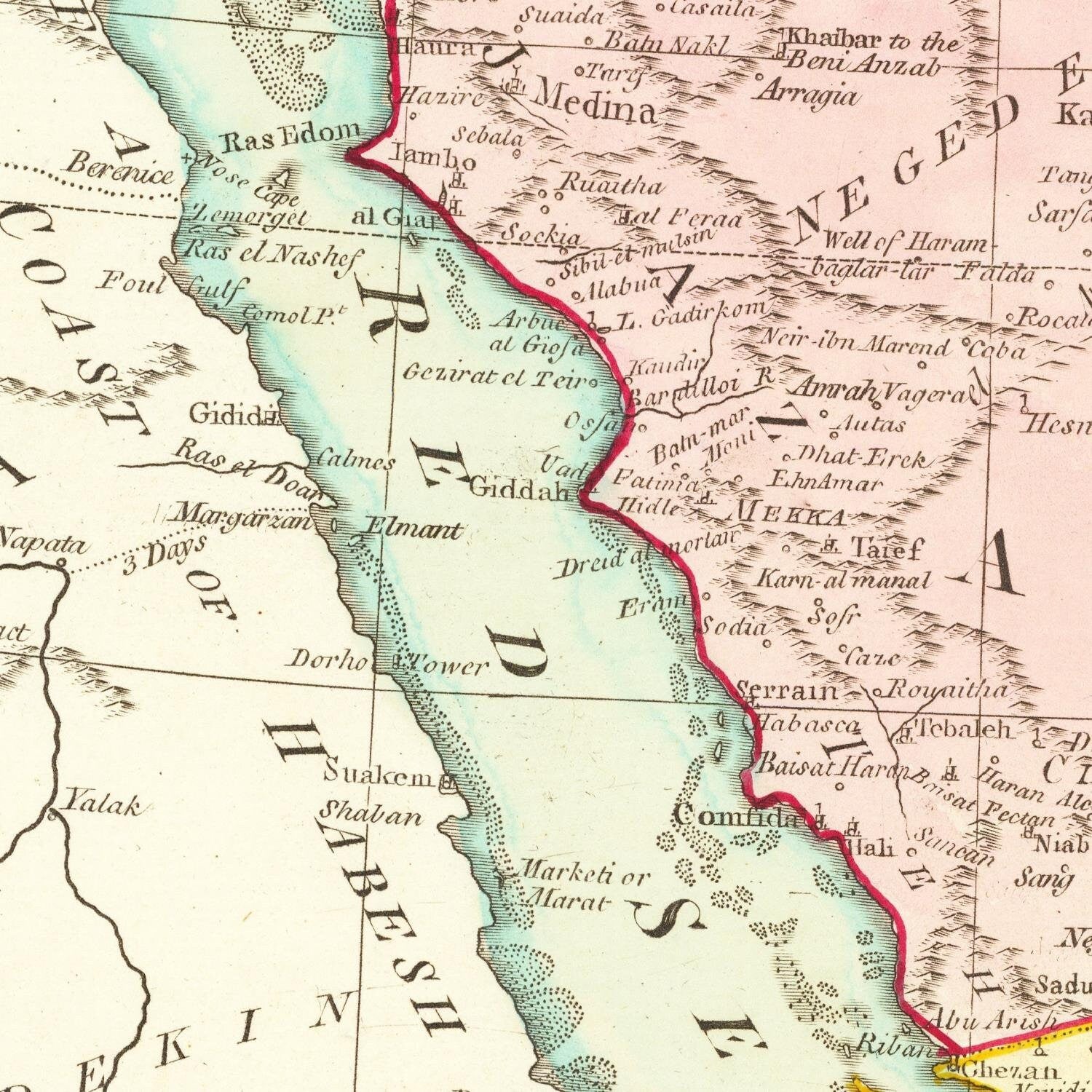 detail of the map from the centre left