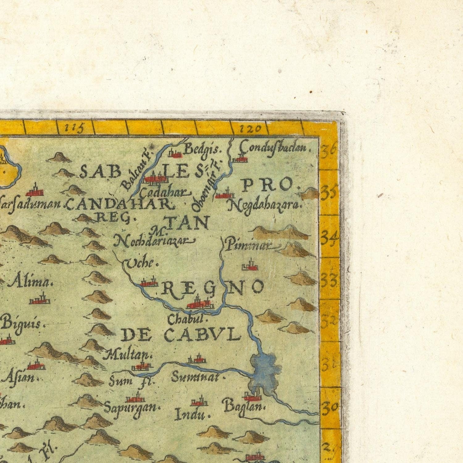 detail of the map from the top right corner