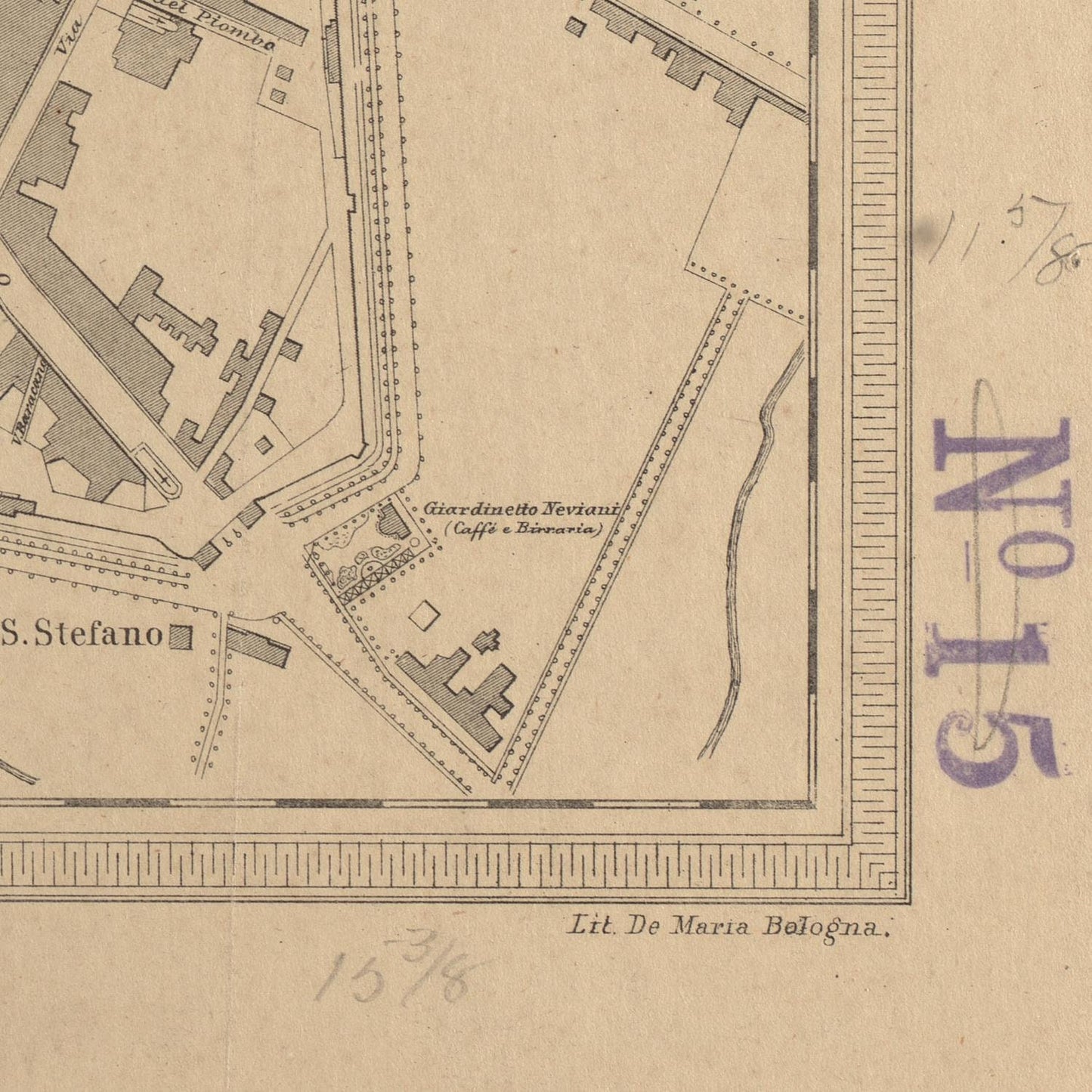 detail of the map from the bottom right corner