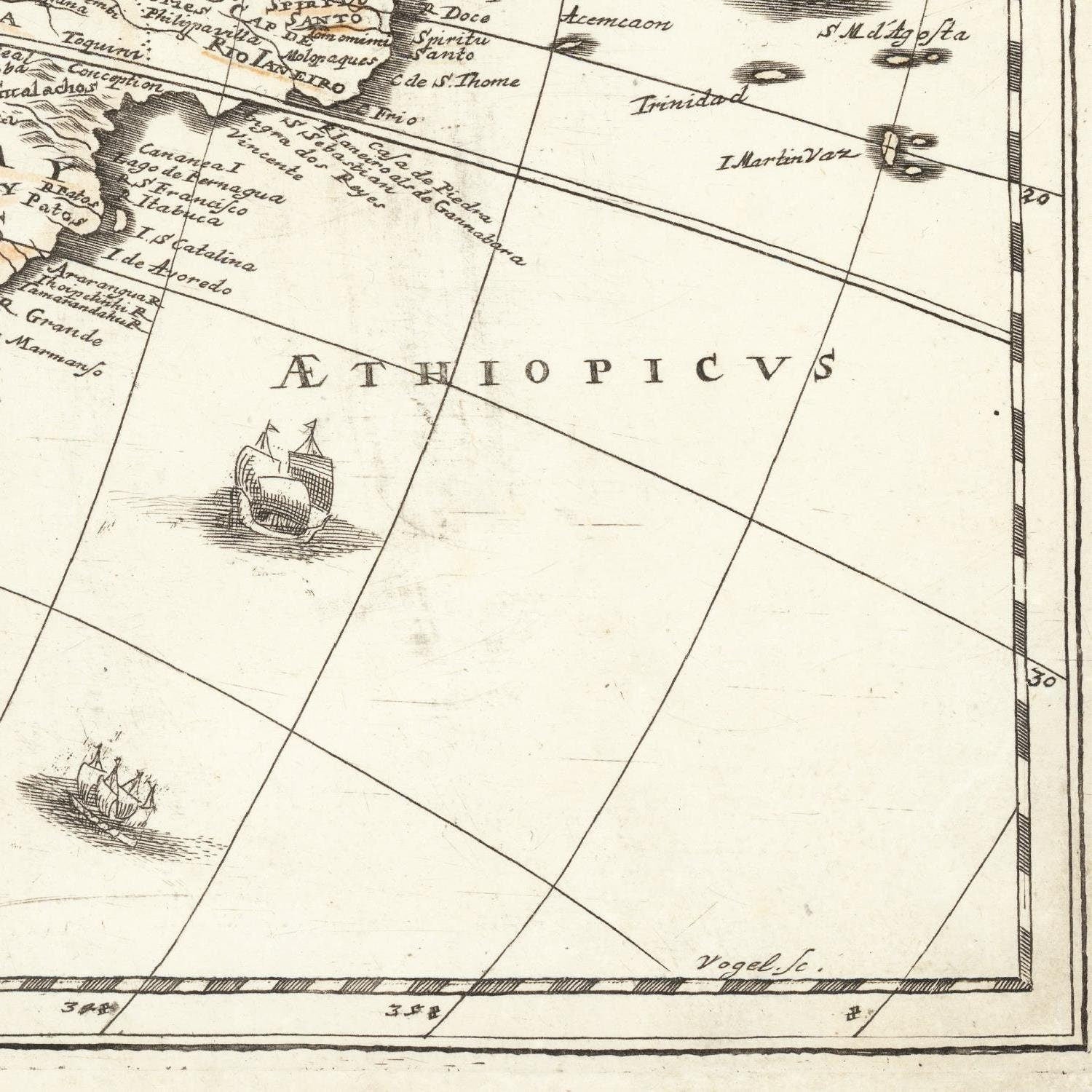 detail of the map from the bottom right corner