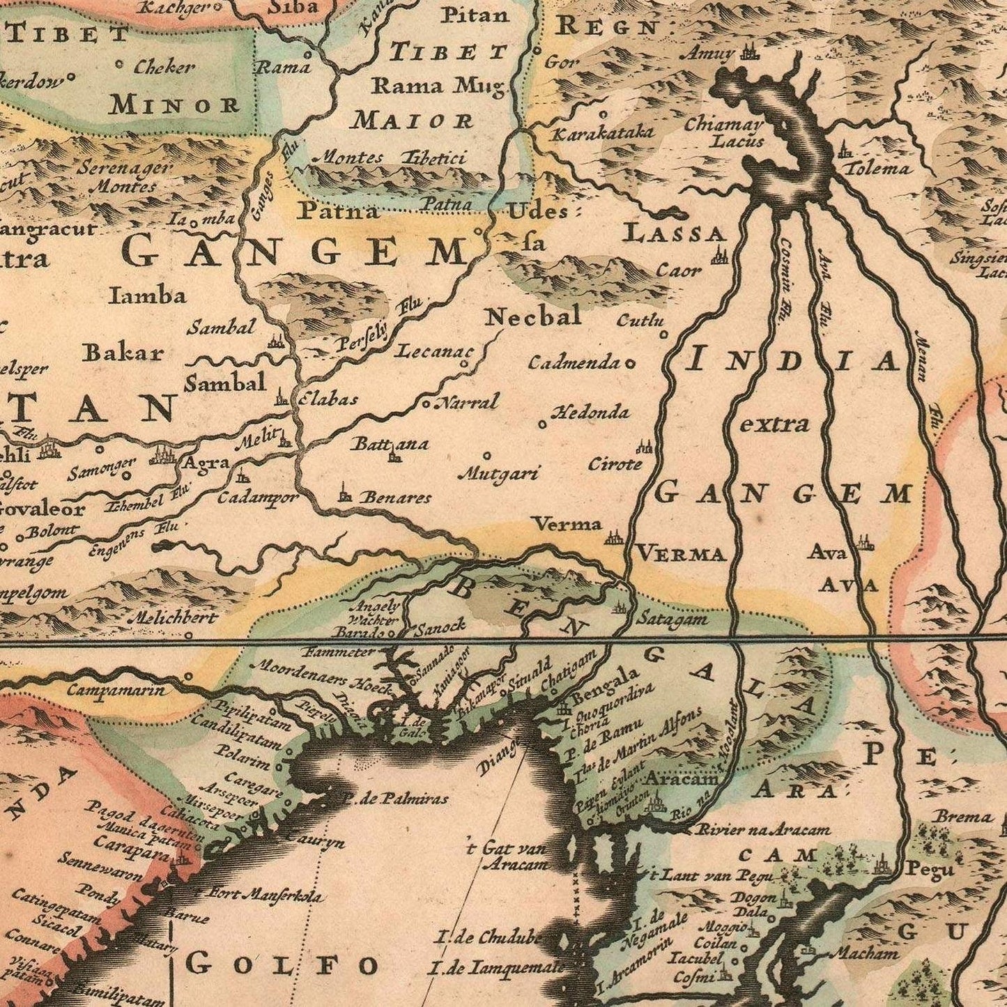 detail of the map from the centre left