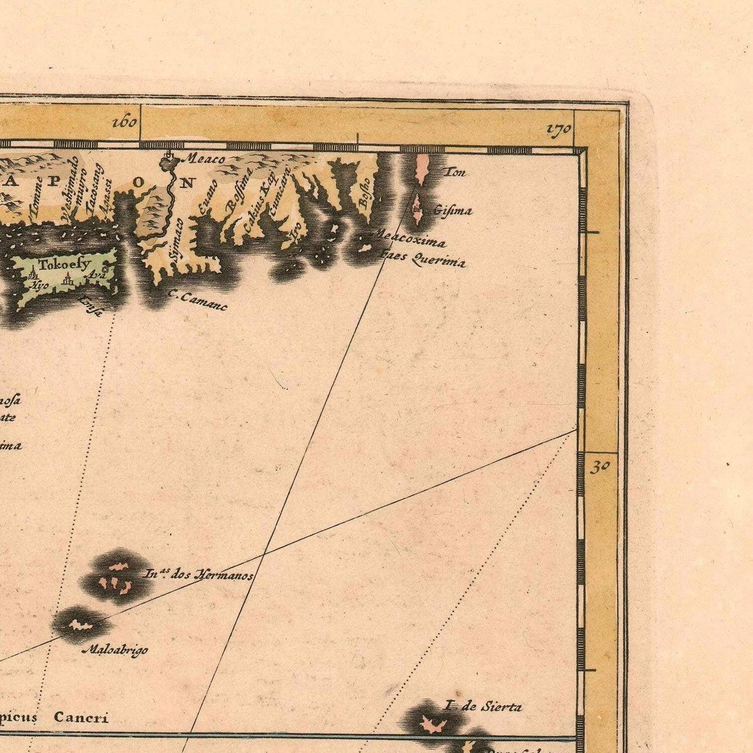 detail of the map from the top right corner