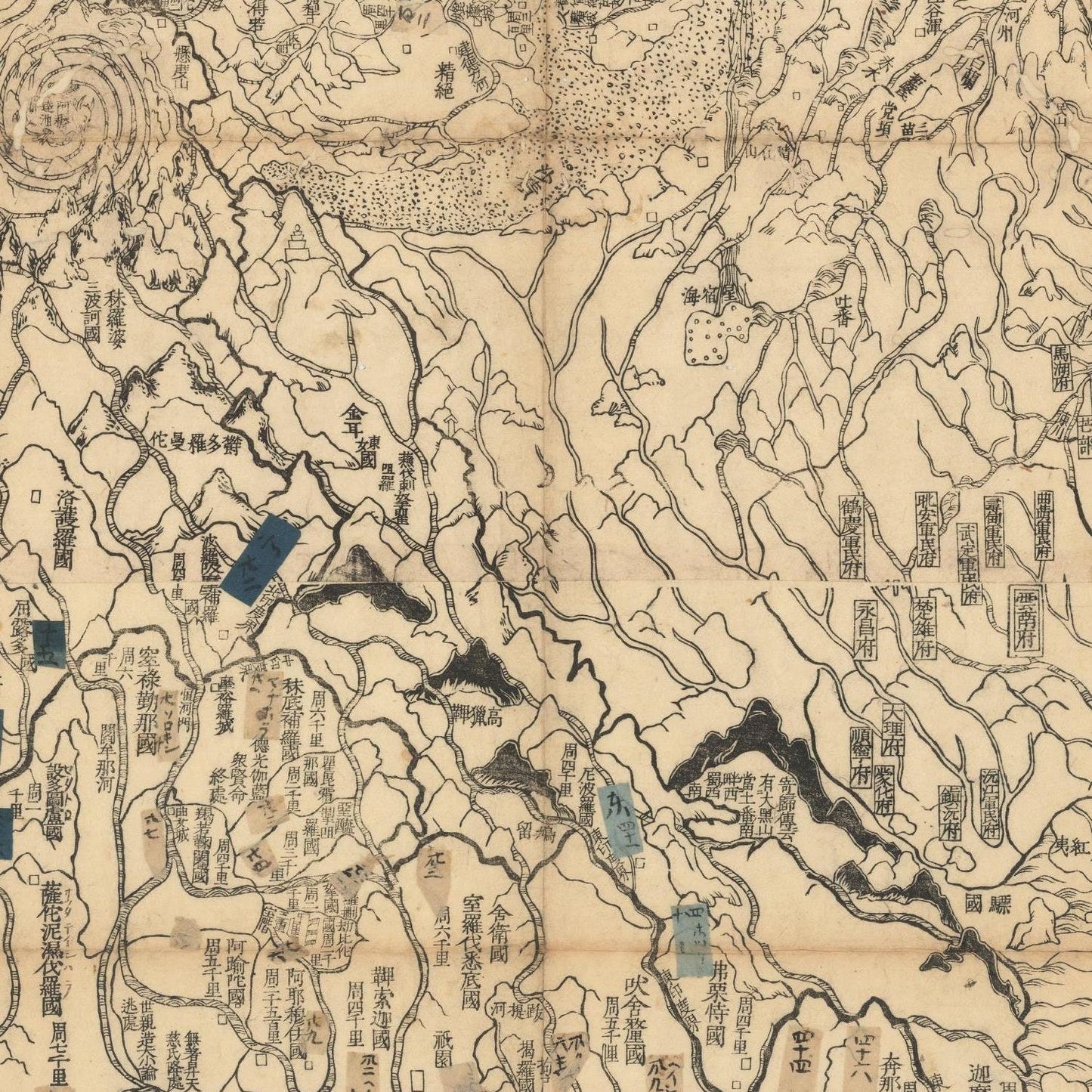 detail of the map from the centre 