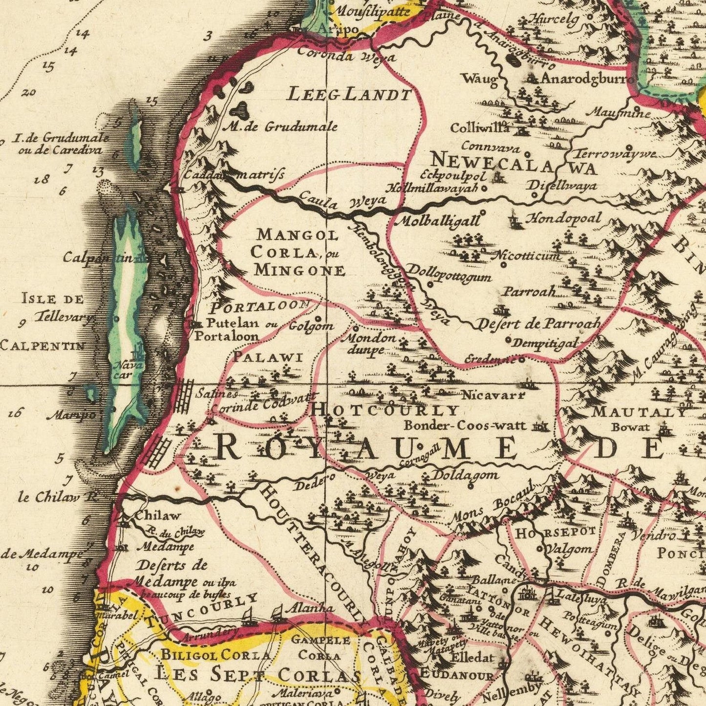 detail of the map from the centre 