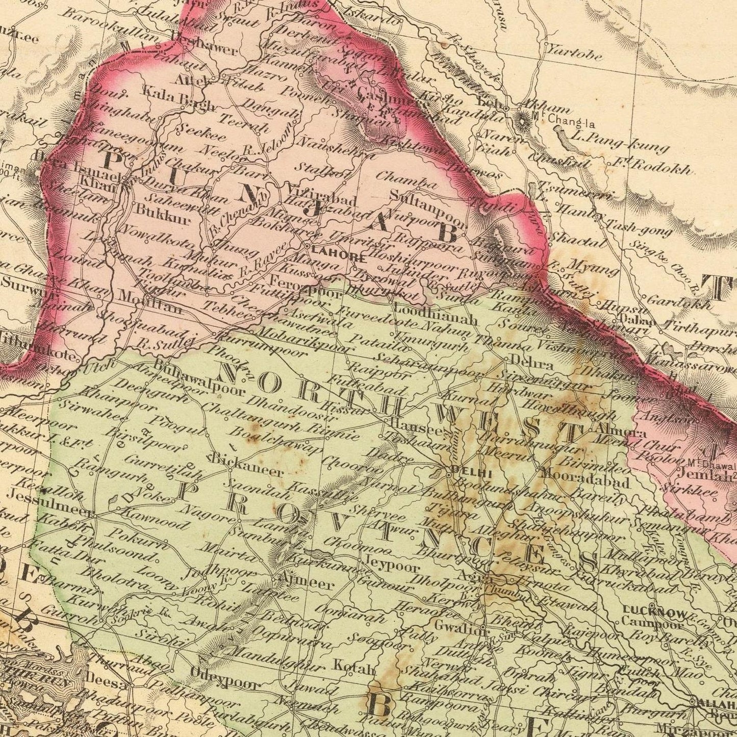 detail of the map from the centre left