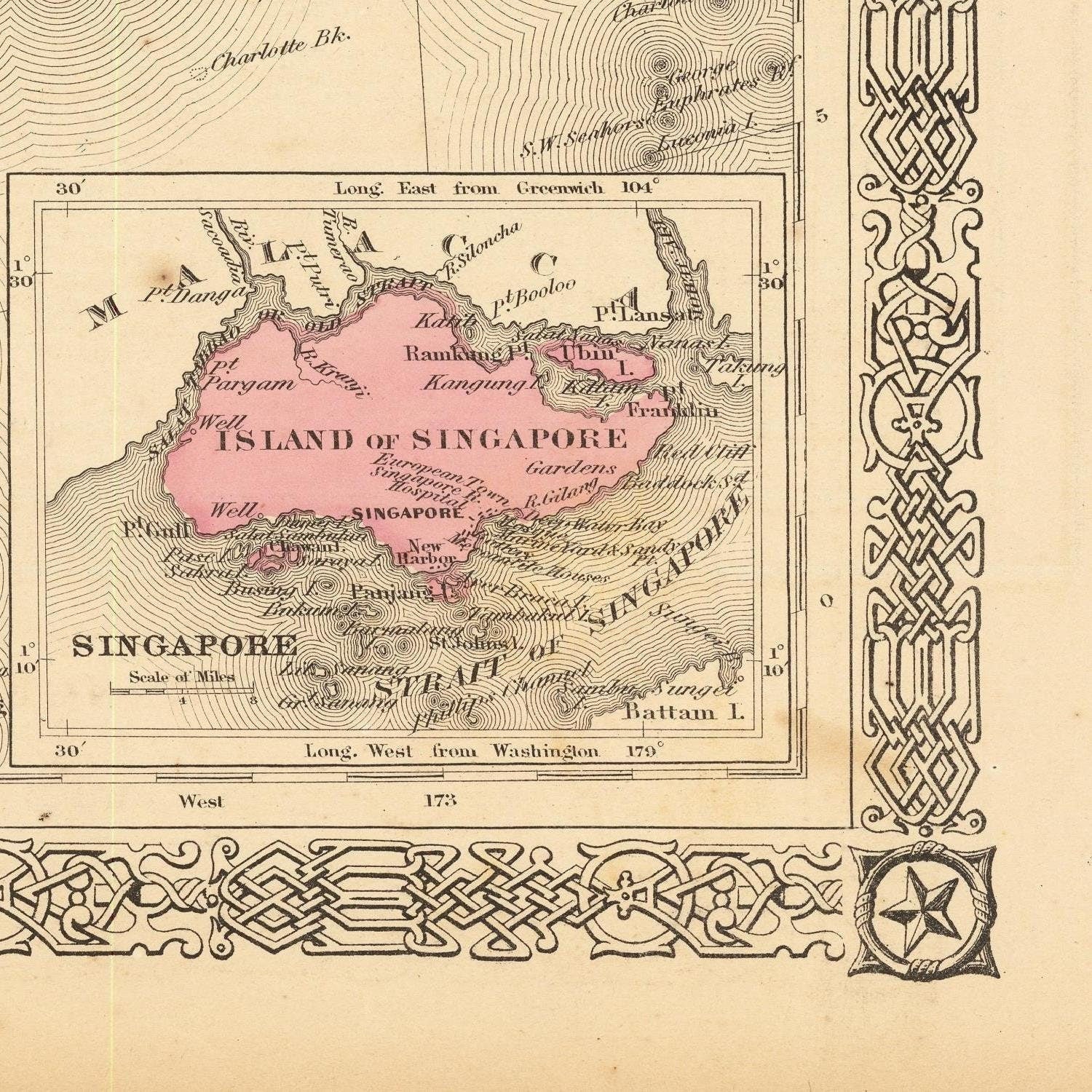 detail of the map from the bottom right corner