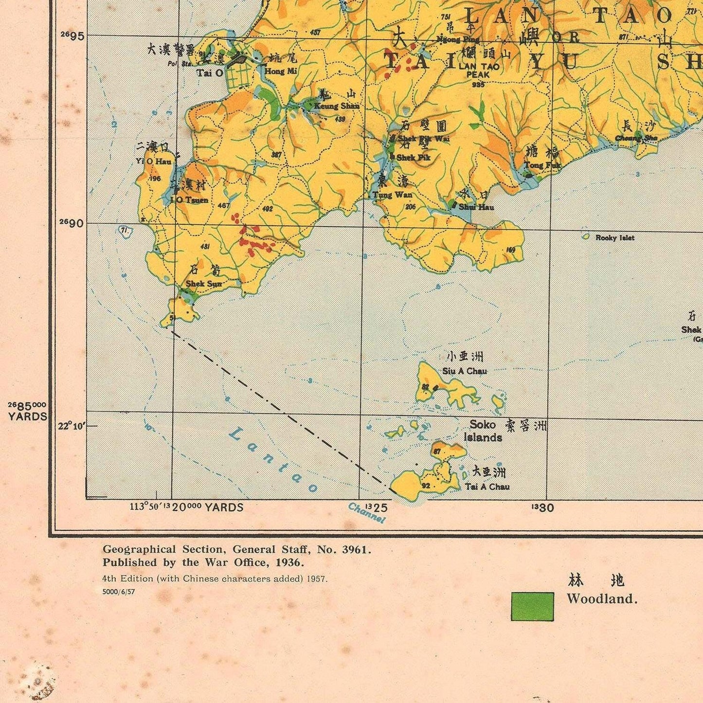 detail of the map from the bottom left corner