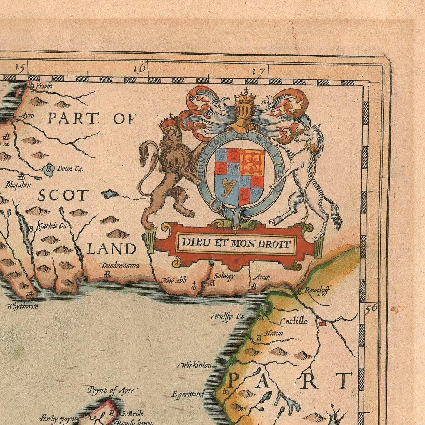 detail of the map from the top right corner