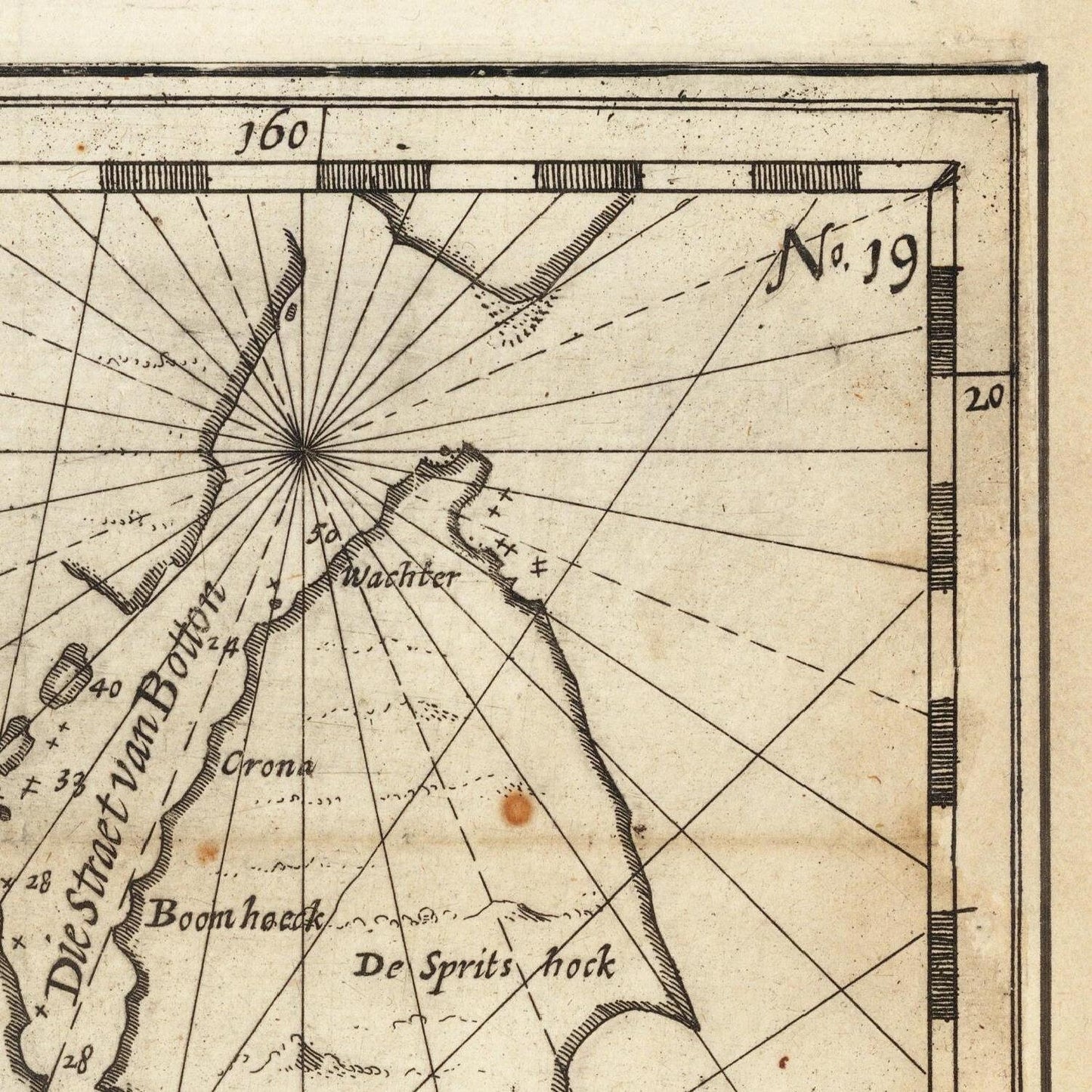 detail of the map from the top right corner