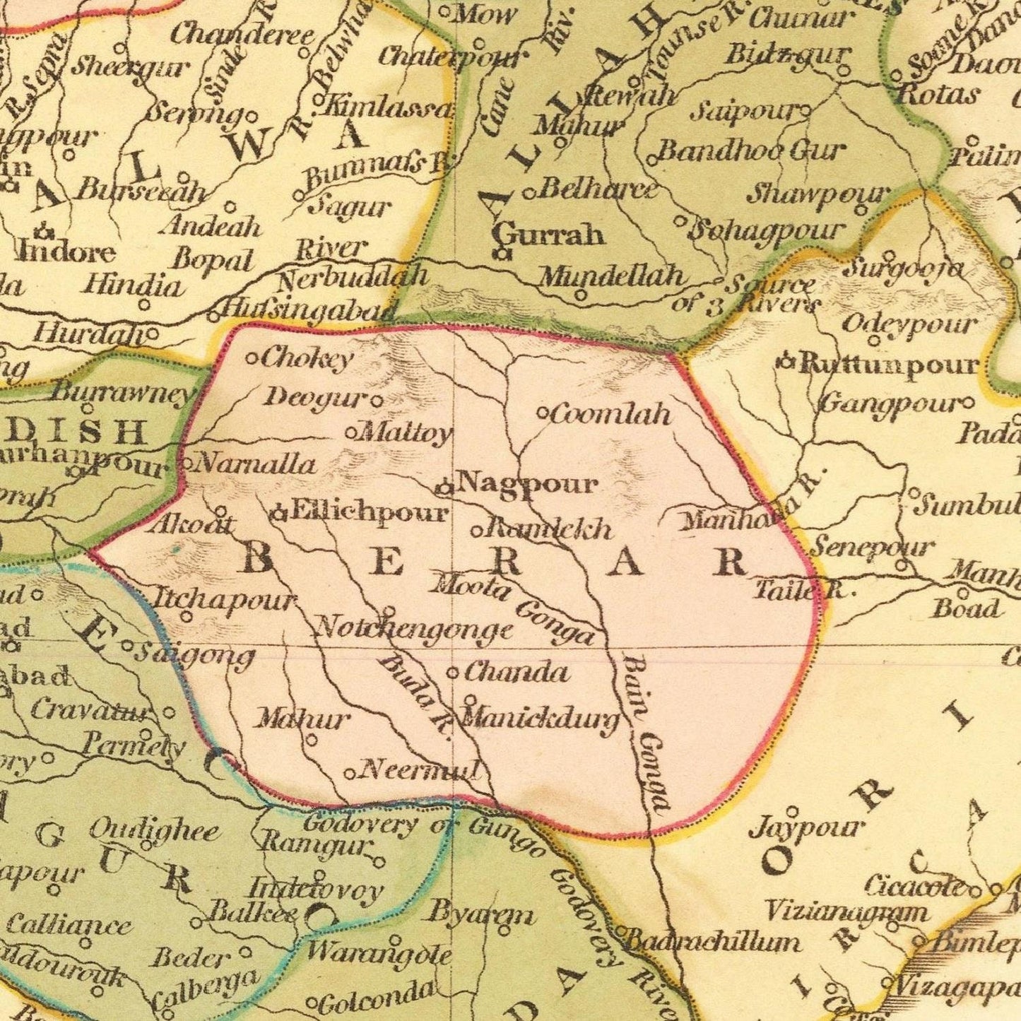 detail of the map from the centre 