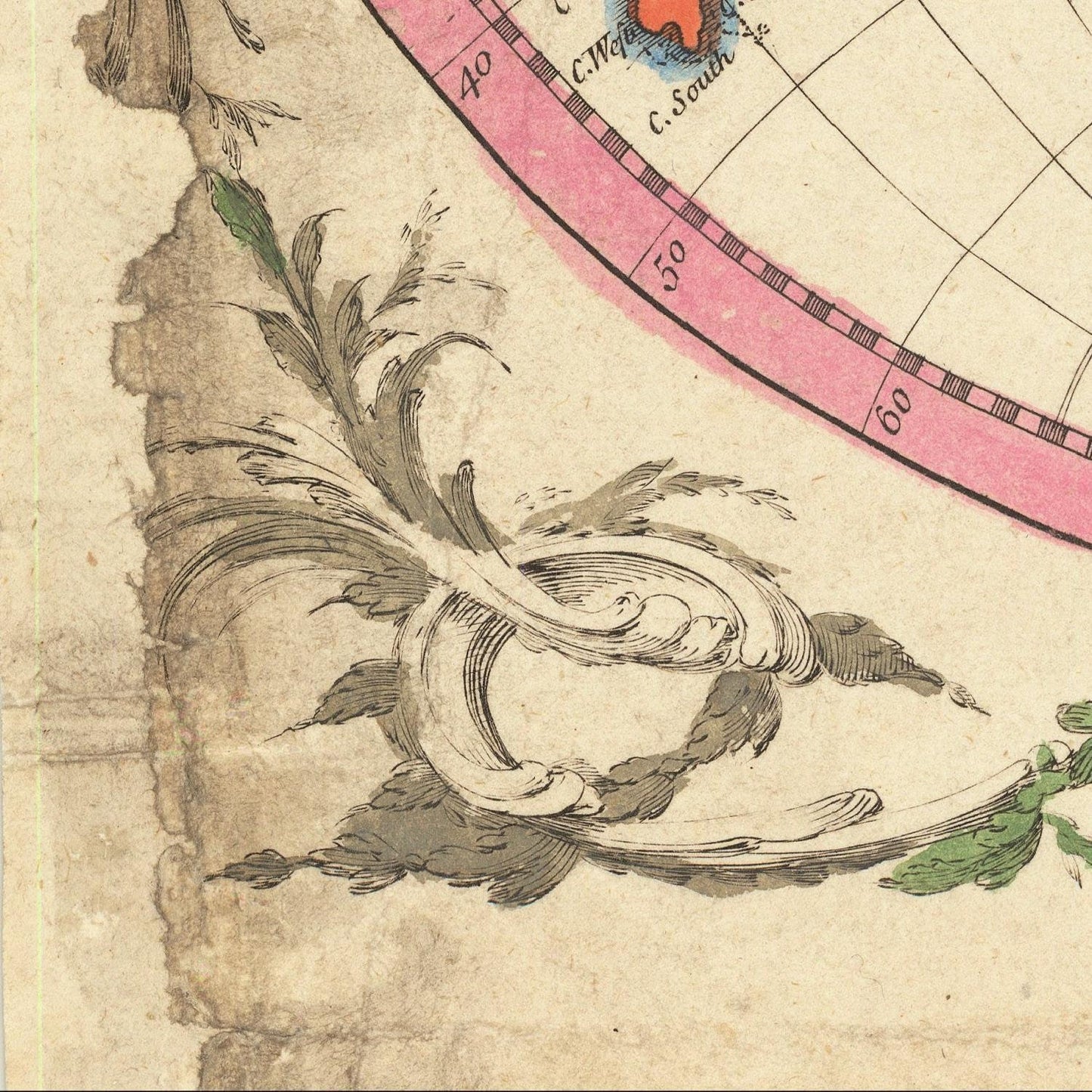 detail of the map from the bottom left corner