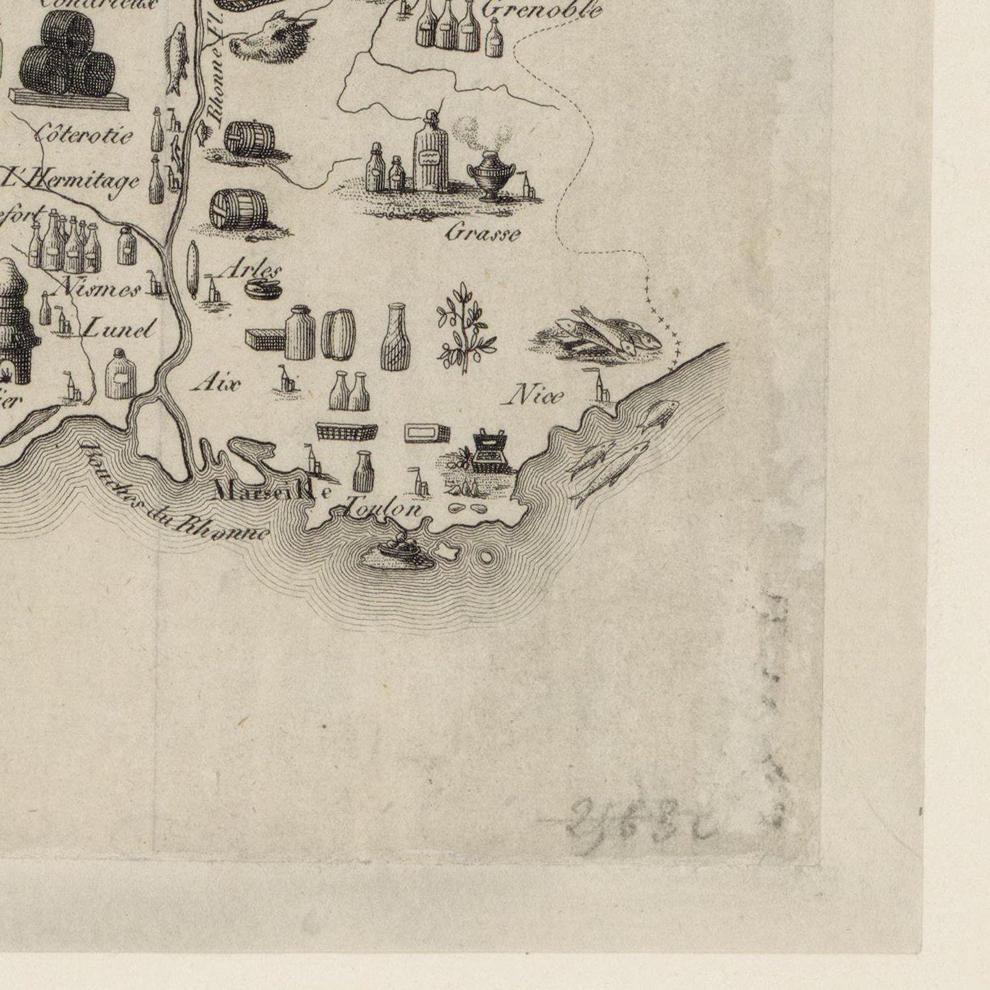 detail of the map from the bottom right corner