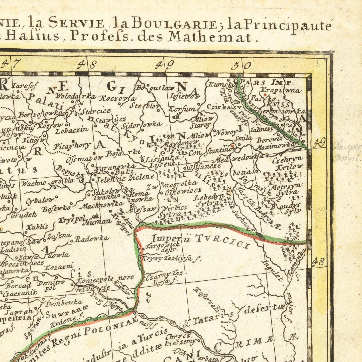 detail of the map from the top right corner