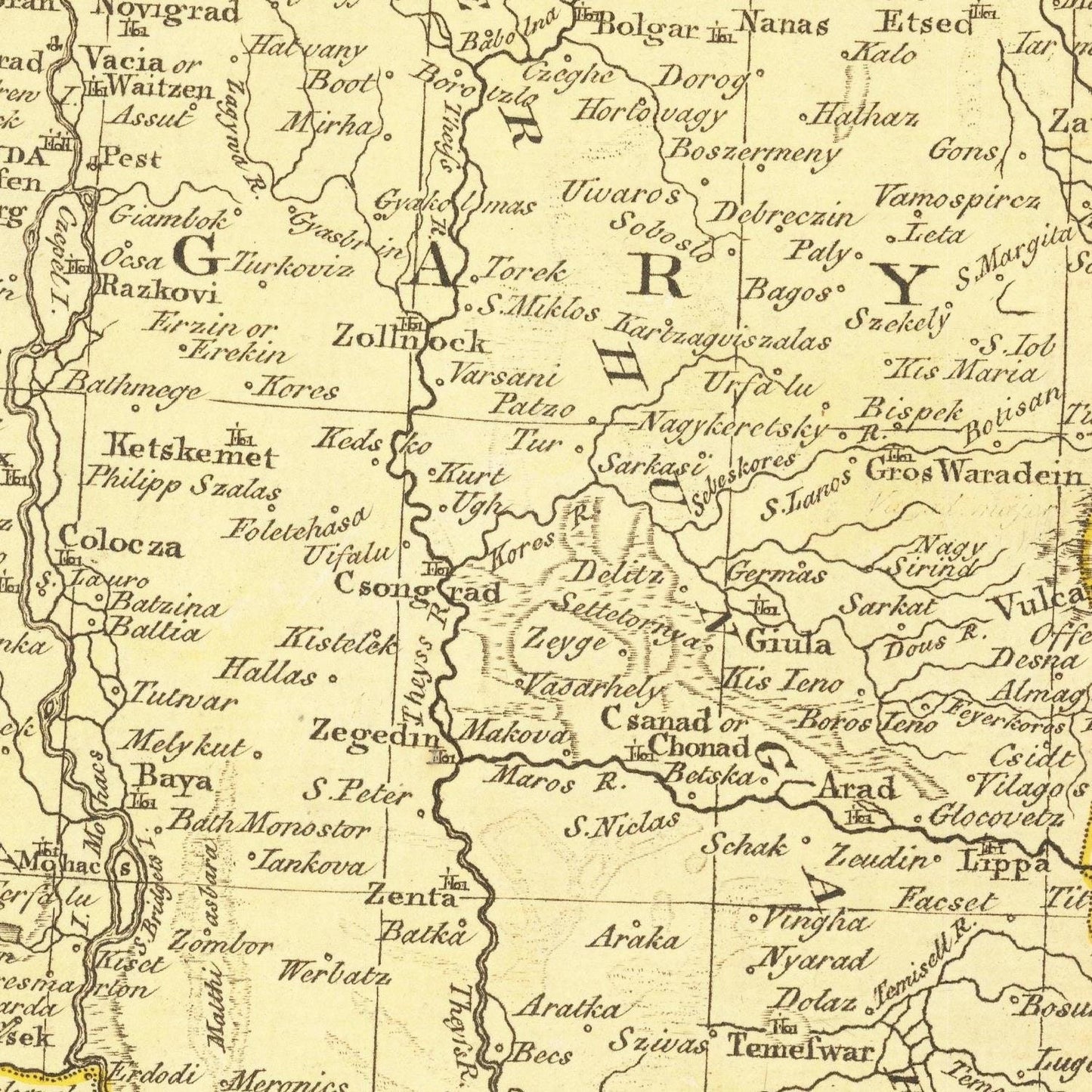 detail of the map from the centre left