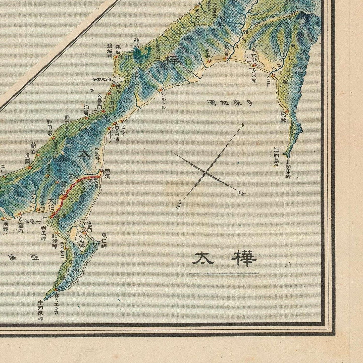 detail of the map from the bottom right corner