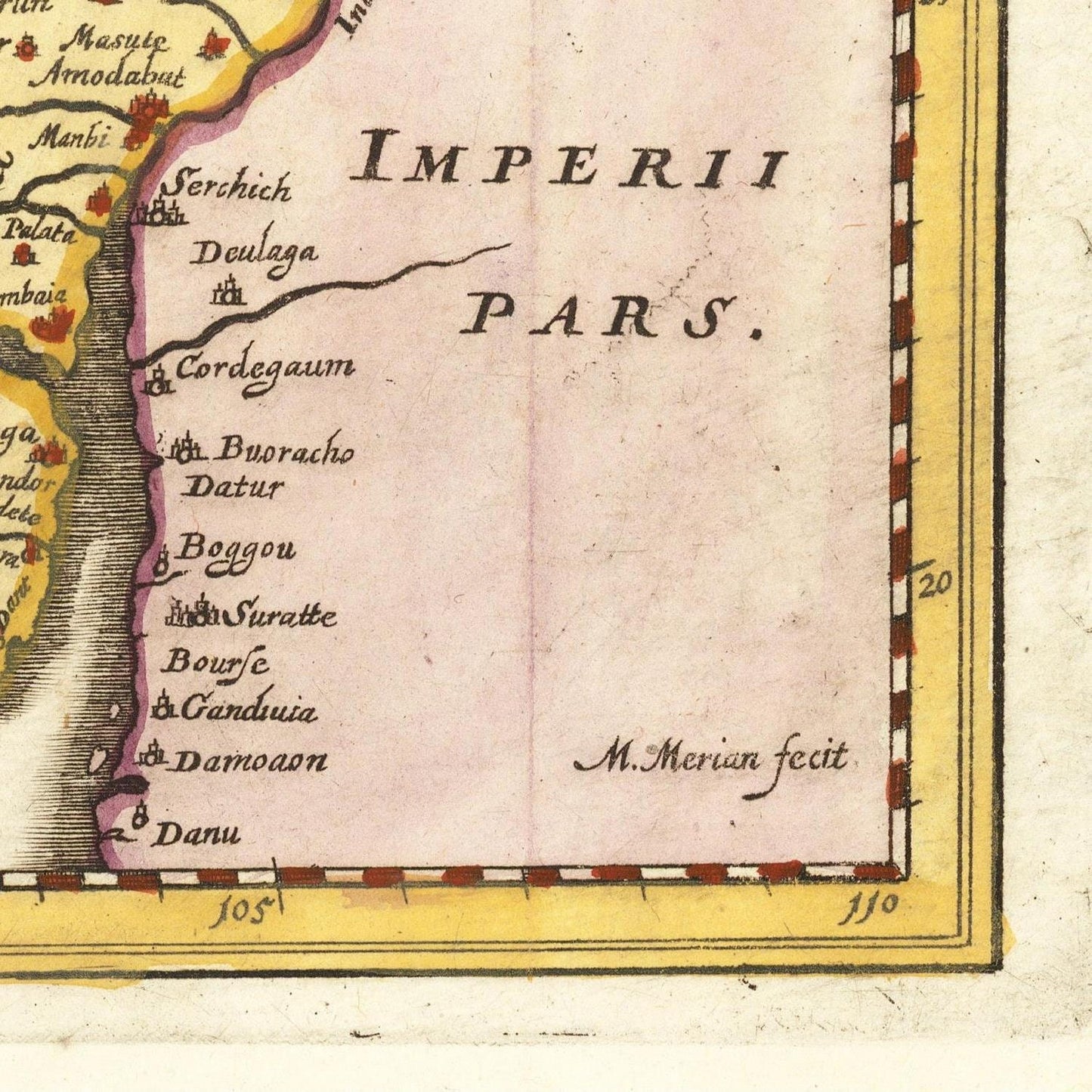 detail of the map from the bottom right corner