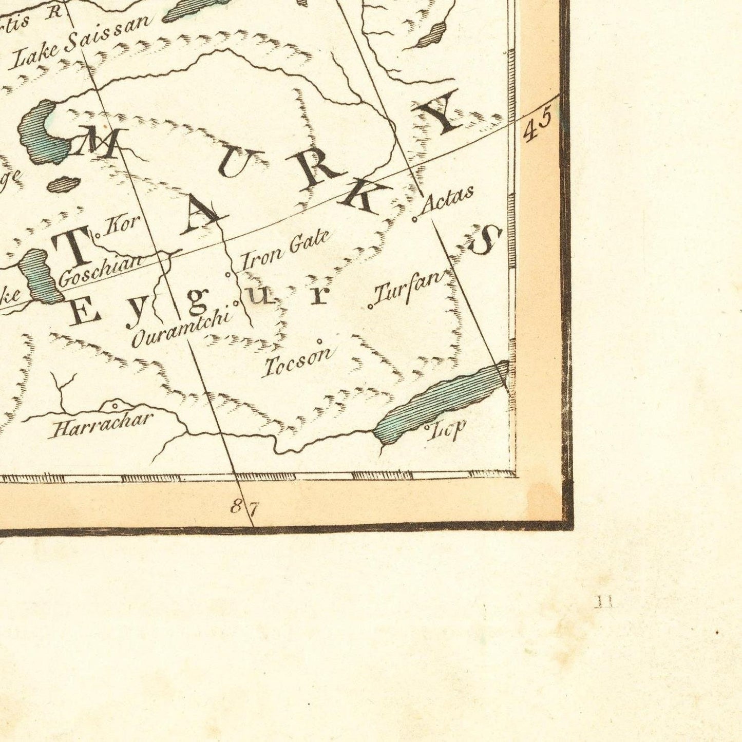 detail of the map from the bottom right corner