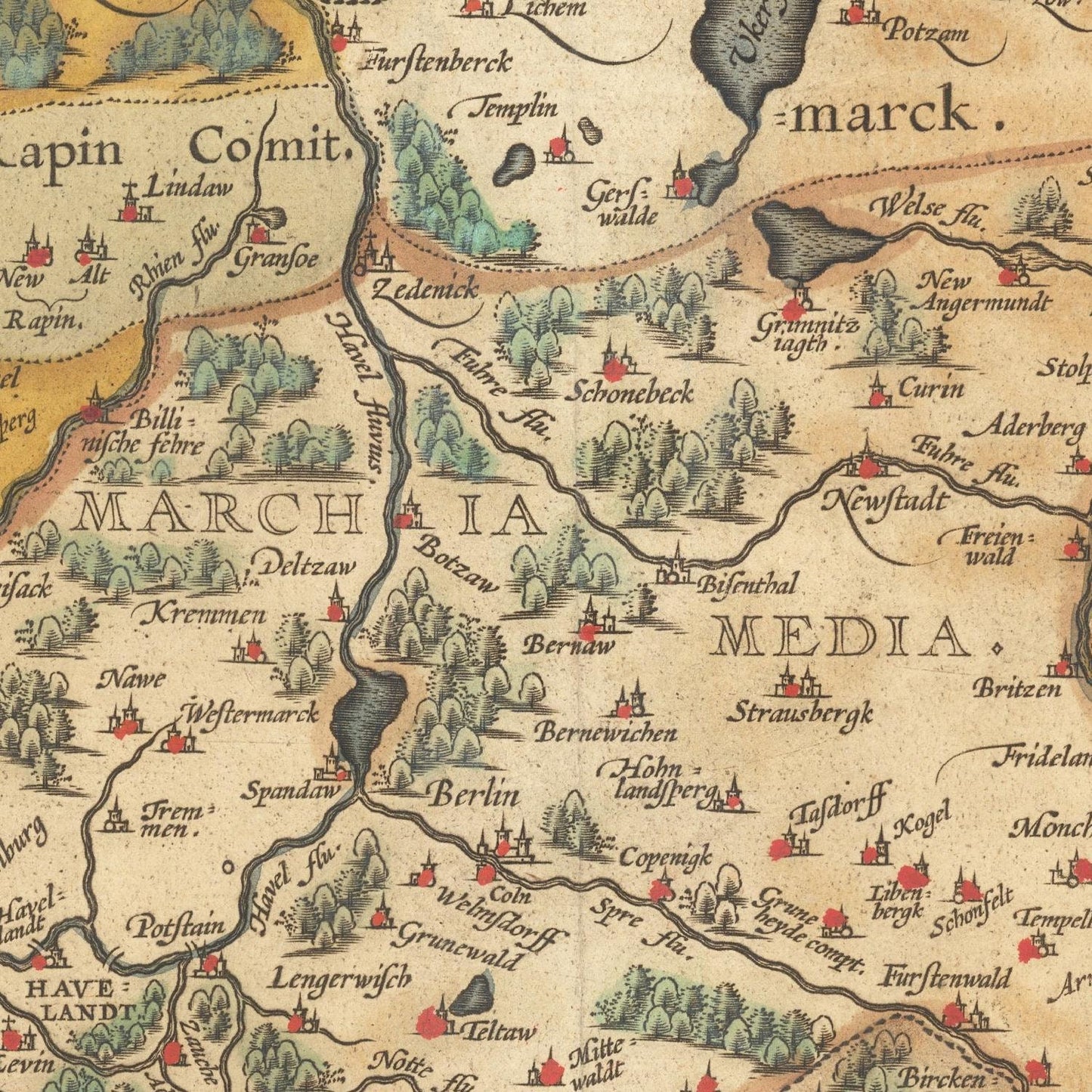 detail of the map from the centre 