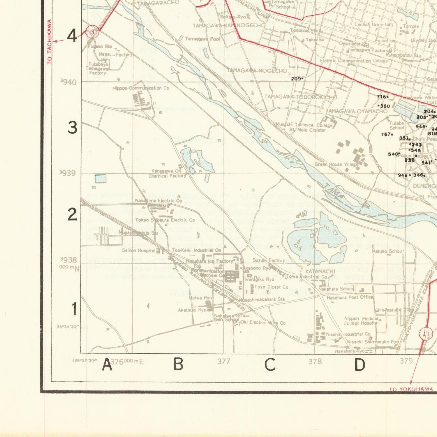 detail of the map from the bottom left corner