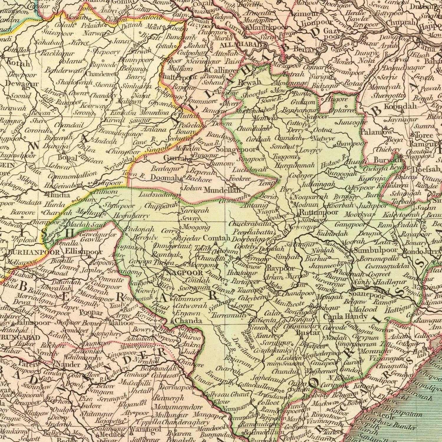 detail of the map from the centre 