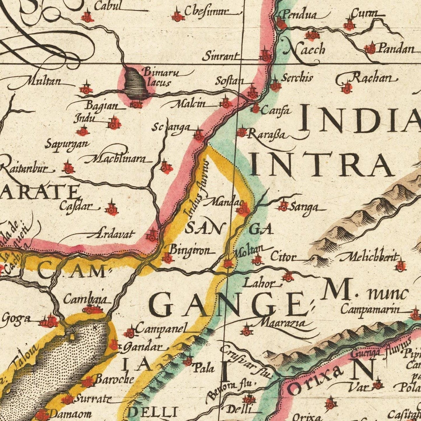 detail of the map from the centre left