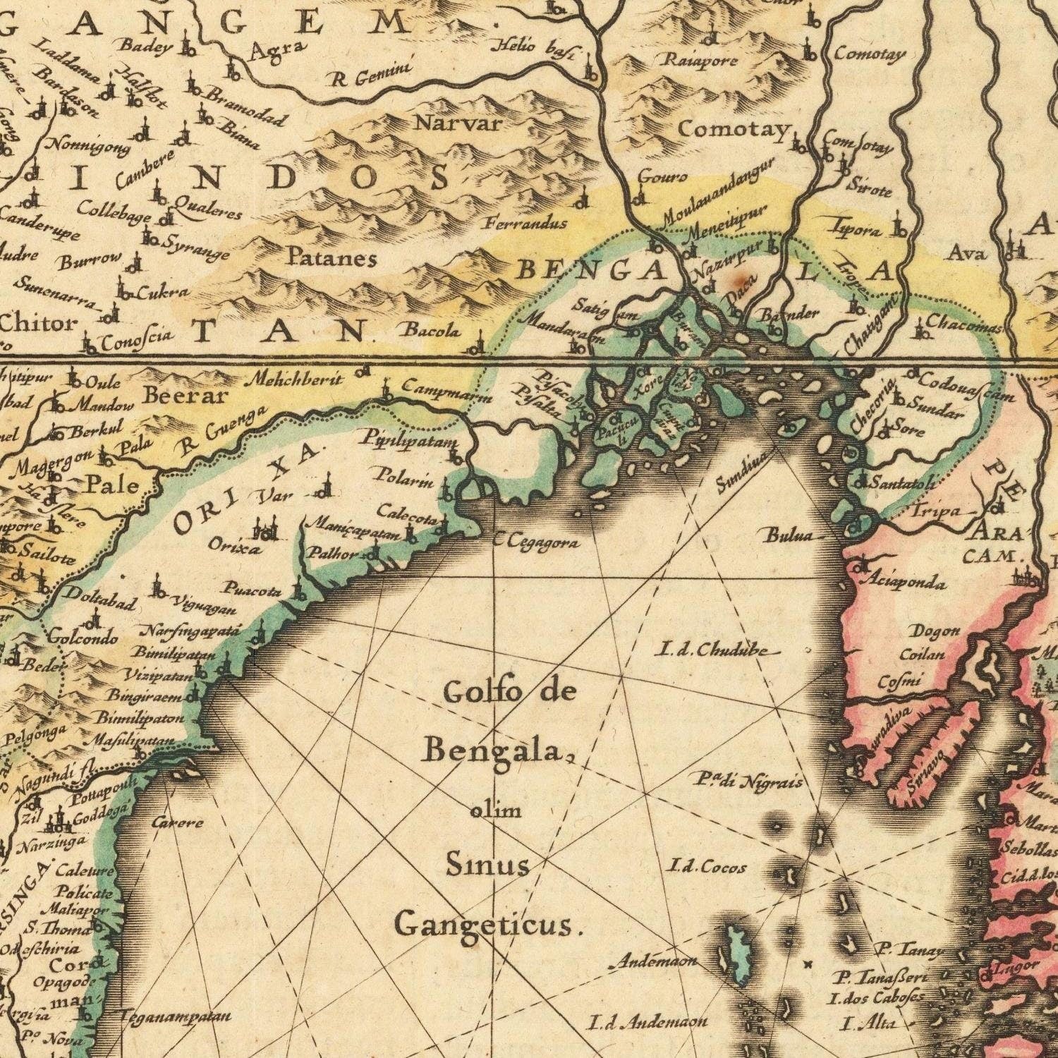 detail of the map from the centre left