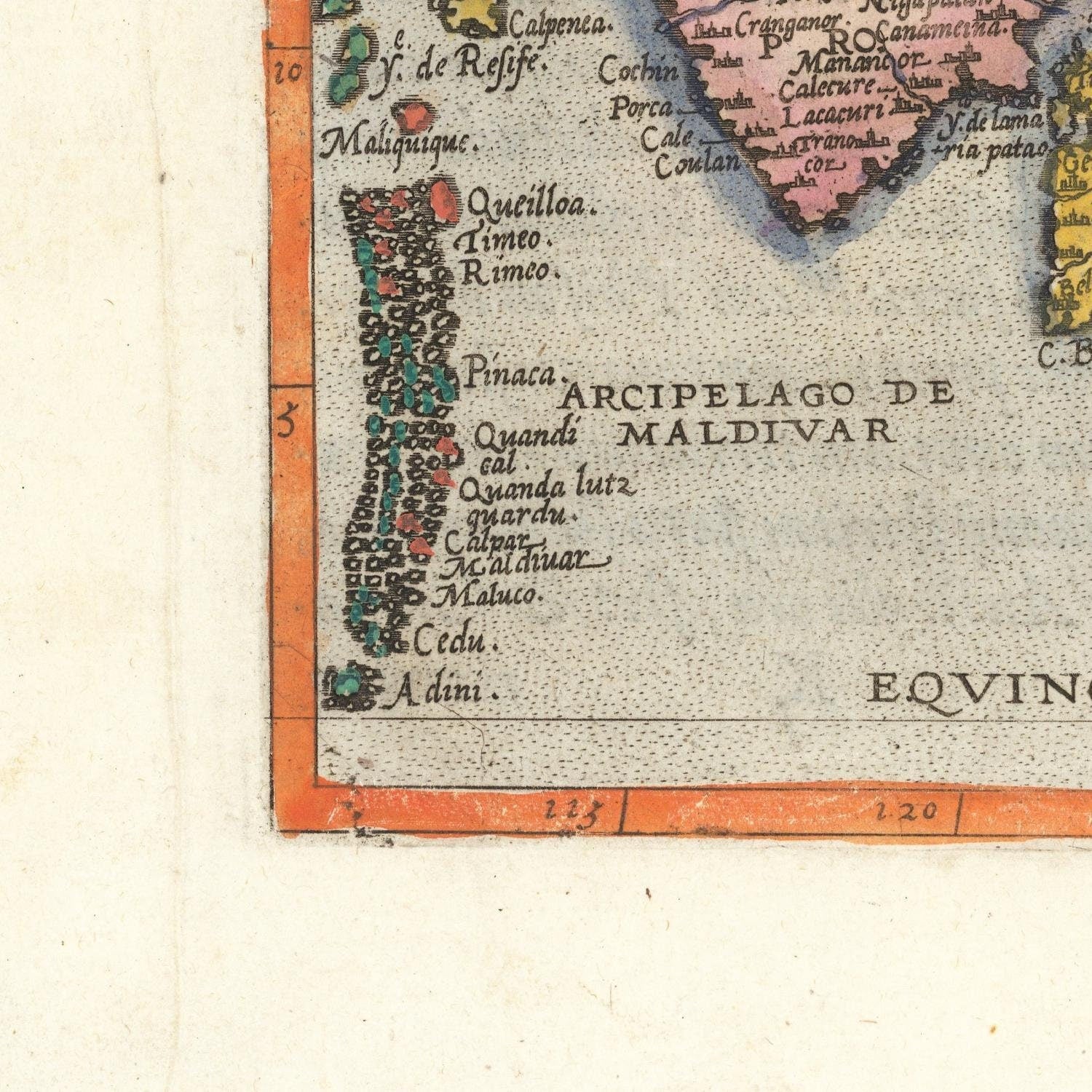 detail of the map from the bottom left corner