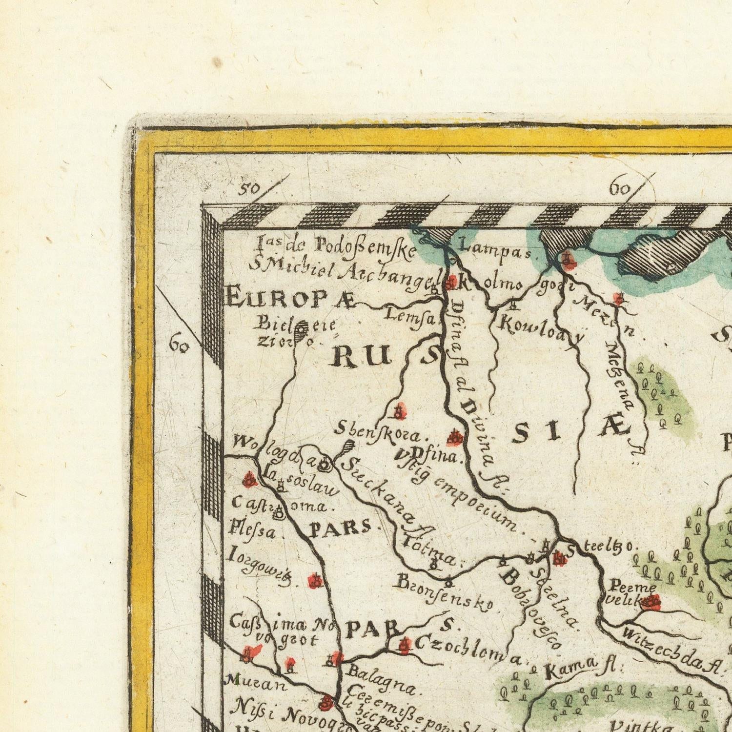 detail of the map from the top left corner