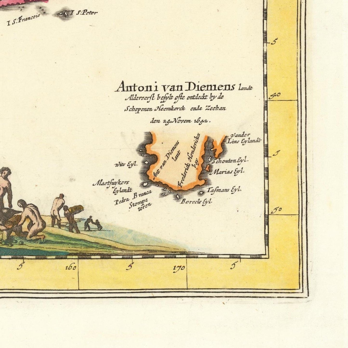 detail of the map from the bottom right corner