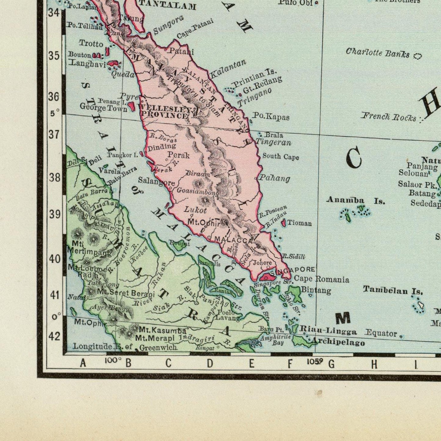 detail of the map from the bottom left corner