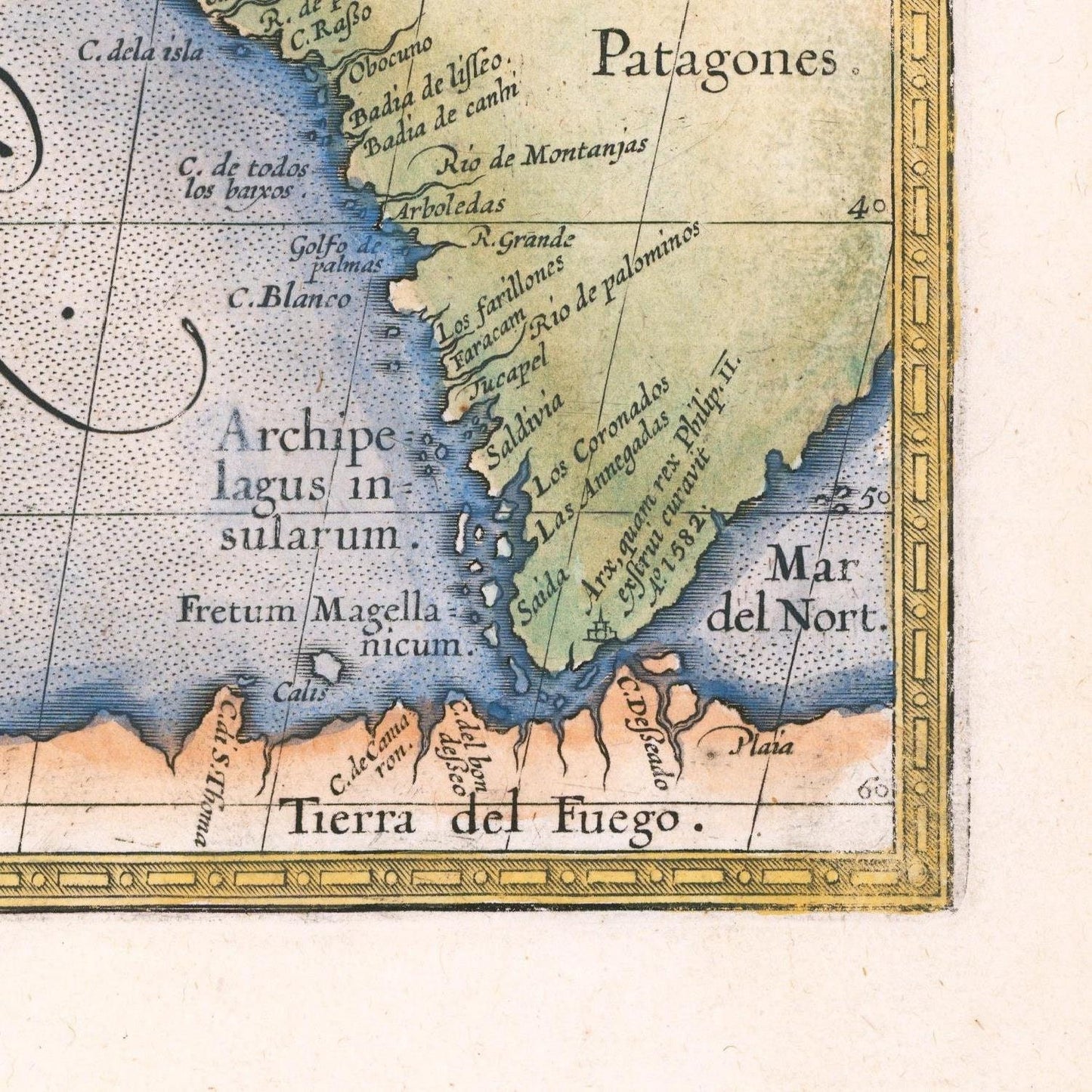 detail of the map from the bottom right corner