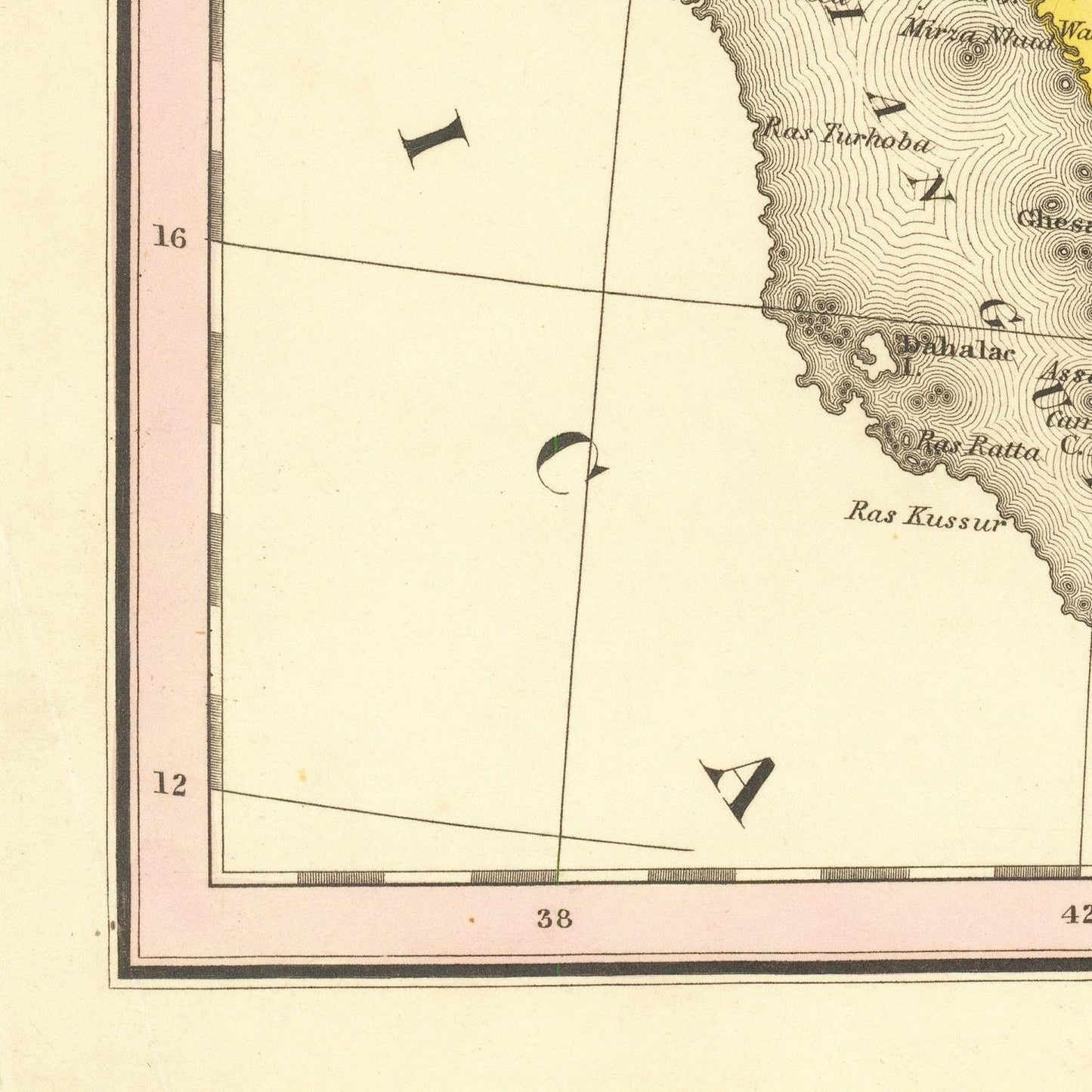 detail of the map from the bottom left corner