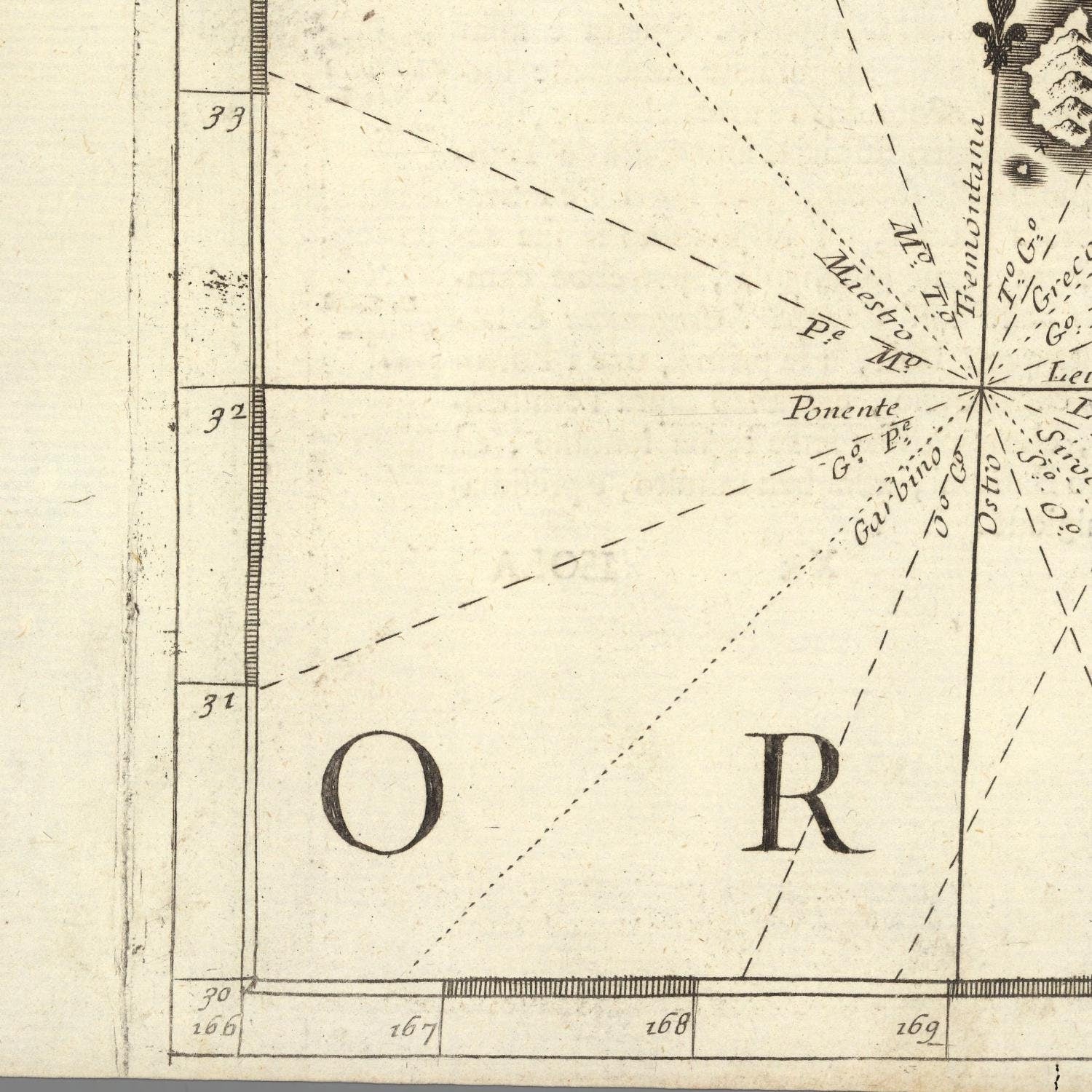 detail of the map from the bottom left corner