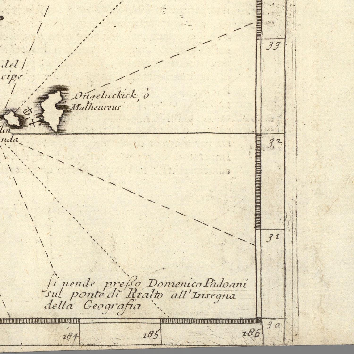 detail of the map from the bottom right corner