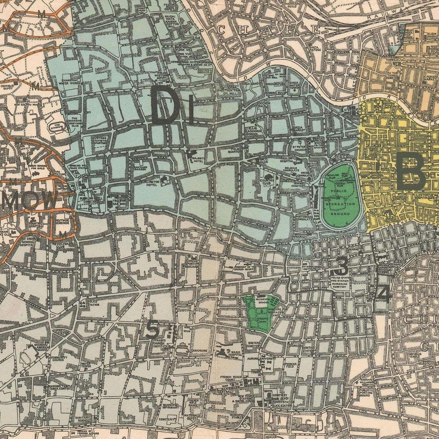 detail of the map from the centre 