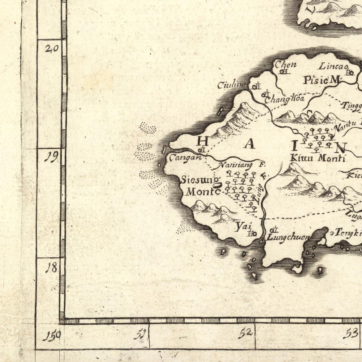 detail of the map from the bottom left corner