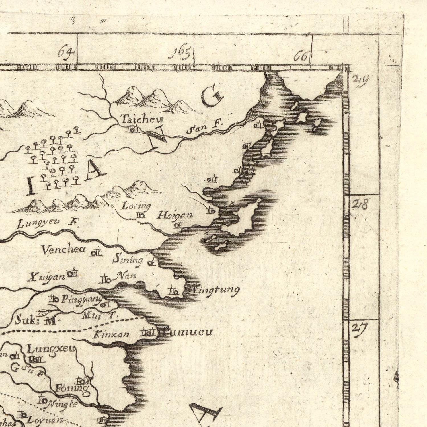 detail of the map from the top right corner