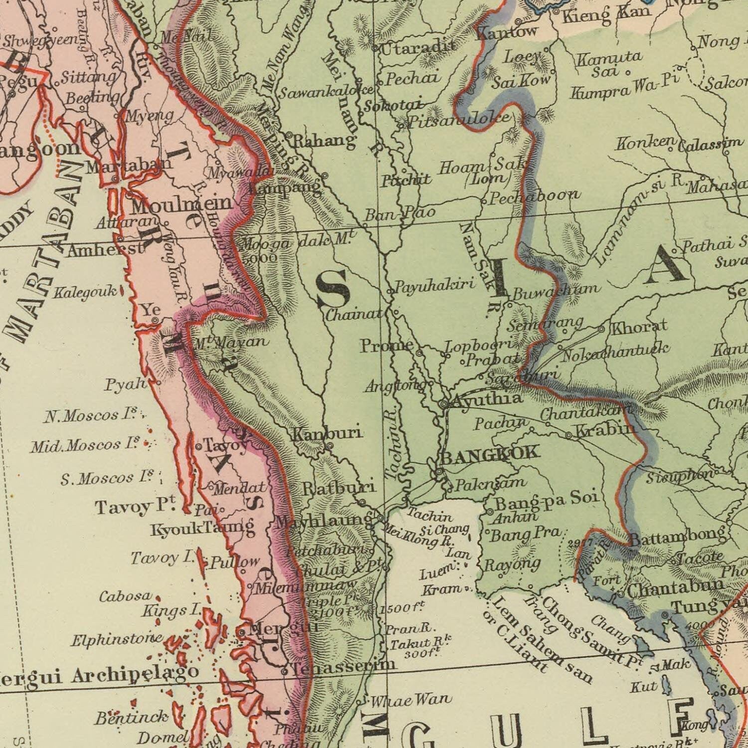 detail of the map from the centre 