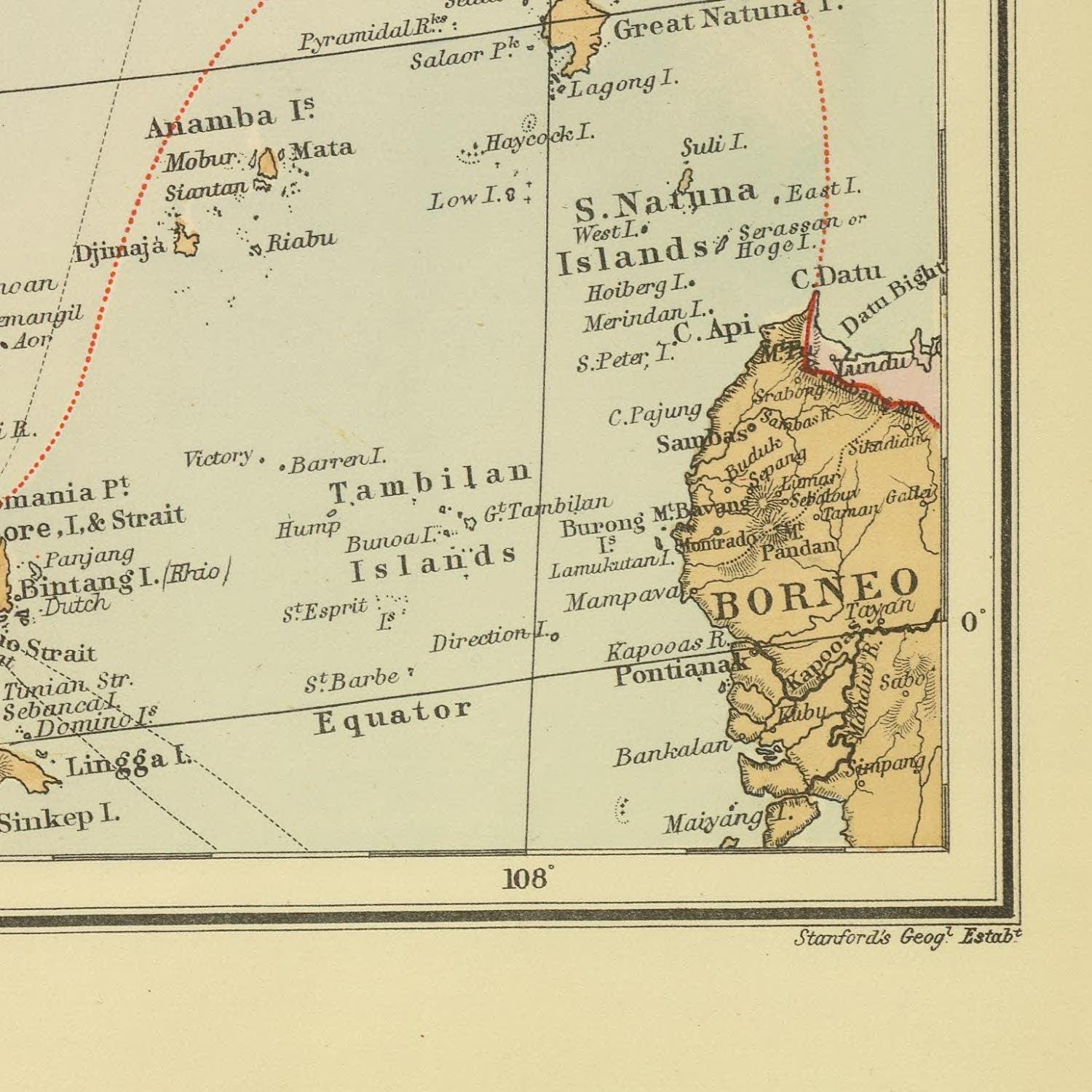 detail of the map from the bottom right corner