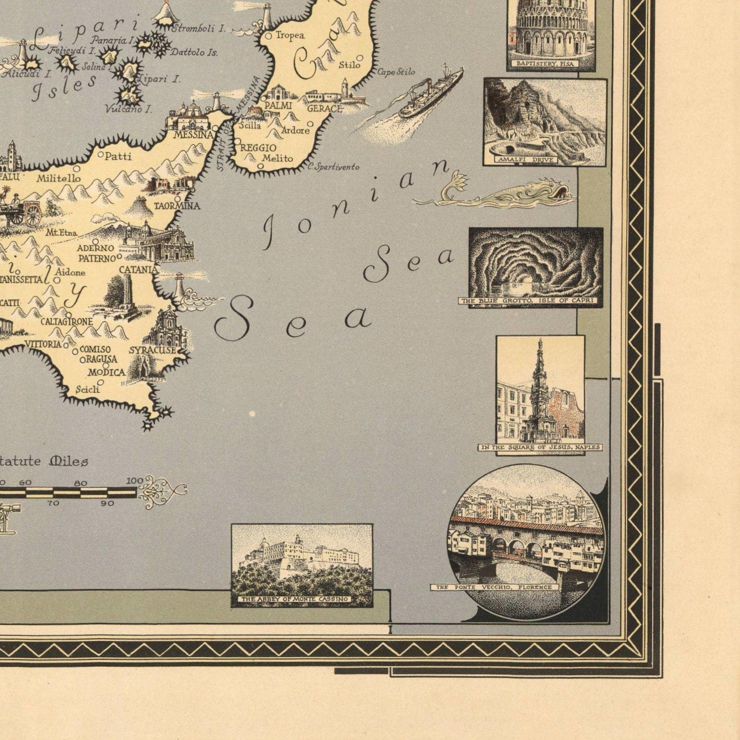 detail of the map from the bottom right corner