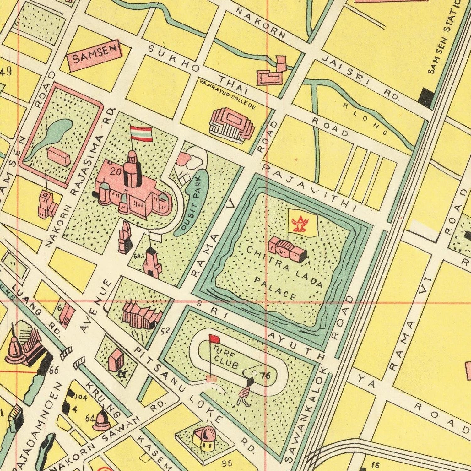 detail of the map from the centre left