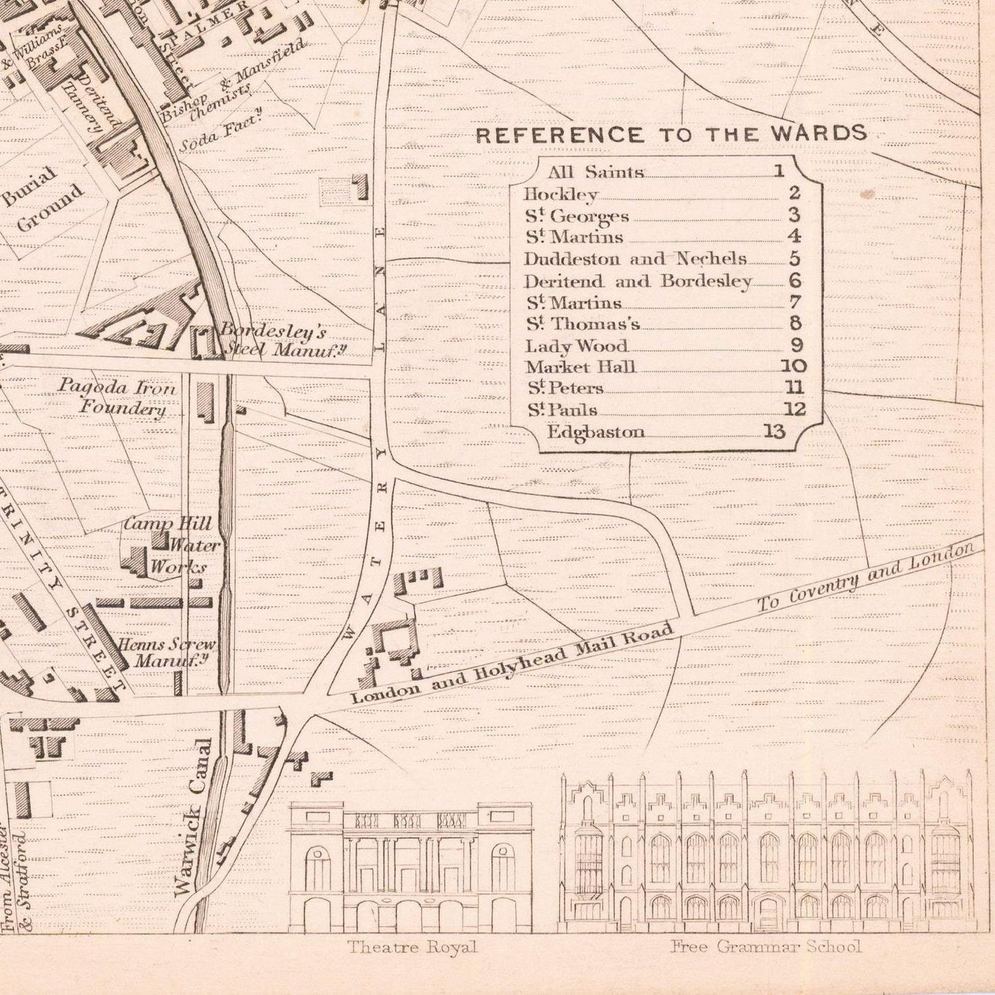 detail of the map from the bottom right corner